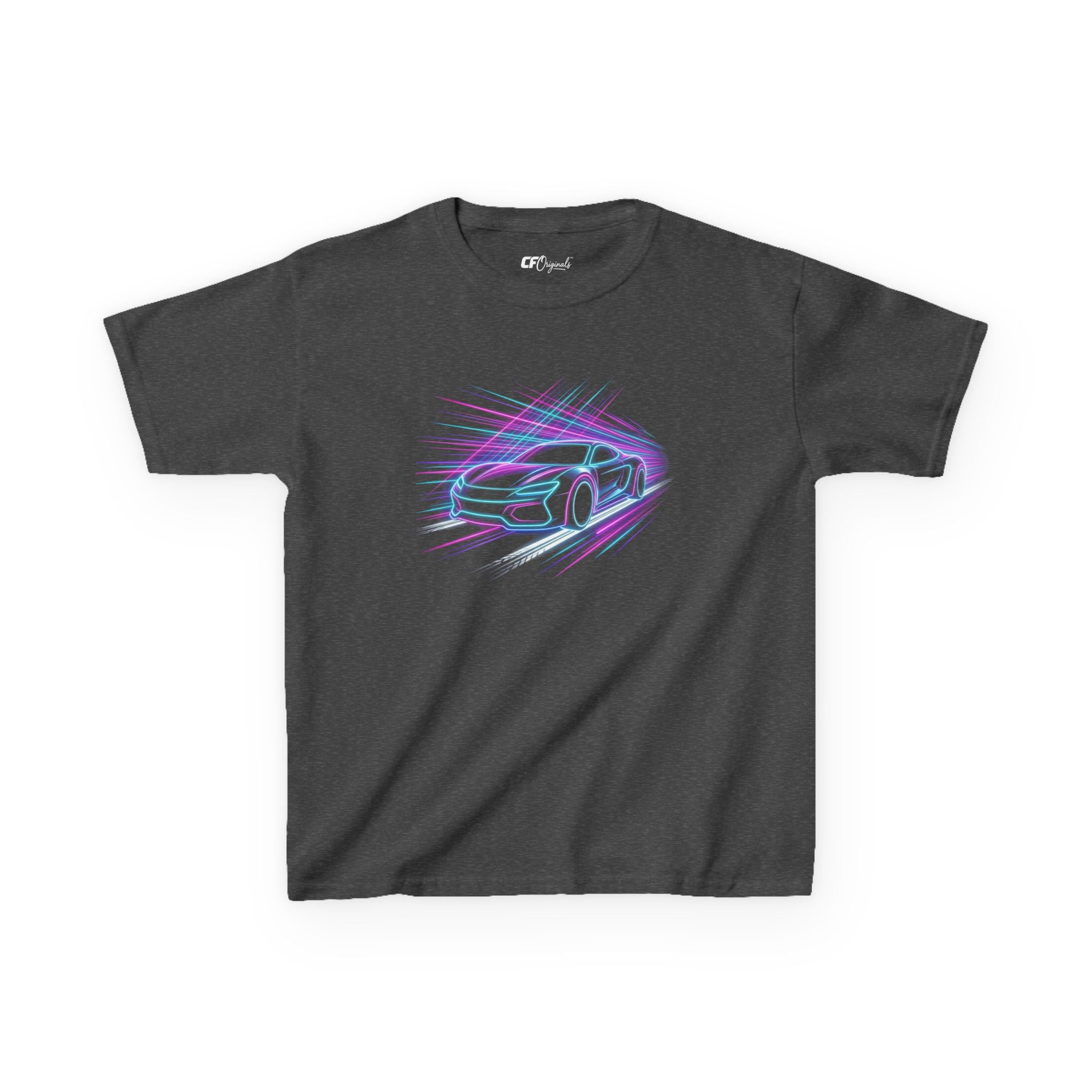Kids Neon Speed Car Tee — Racing Graphic