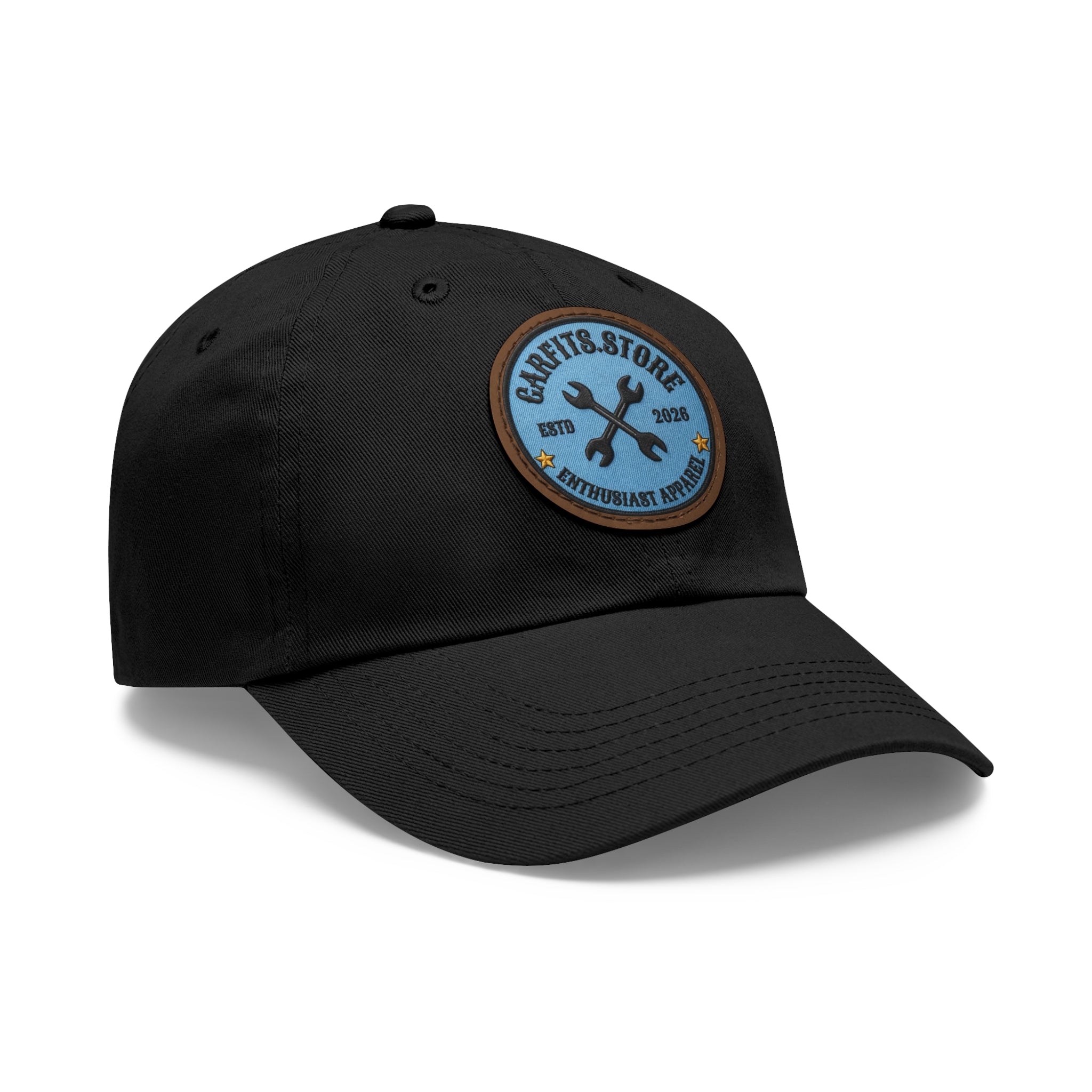 Mechanic Logo Dad Hat — Leather Patch Cap