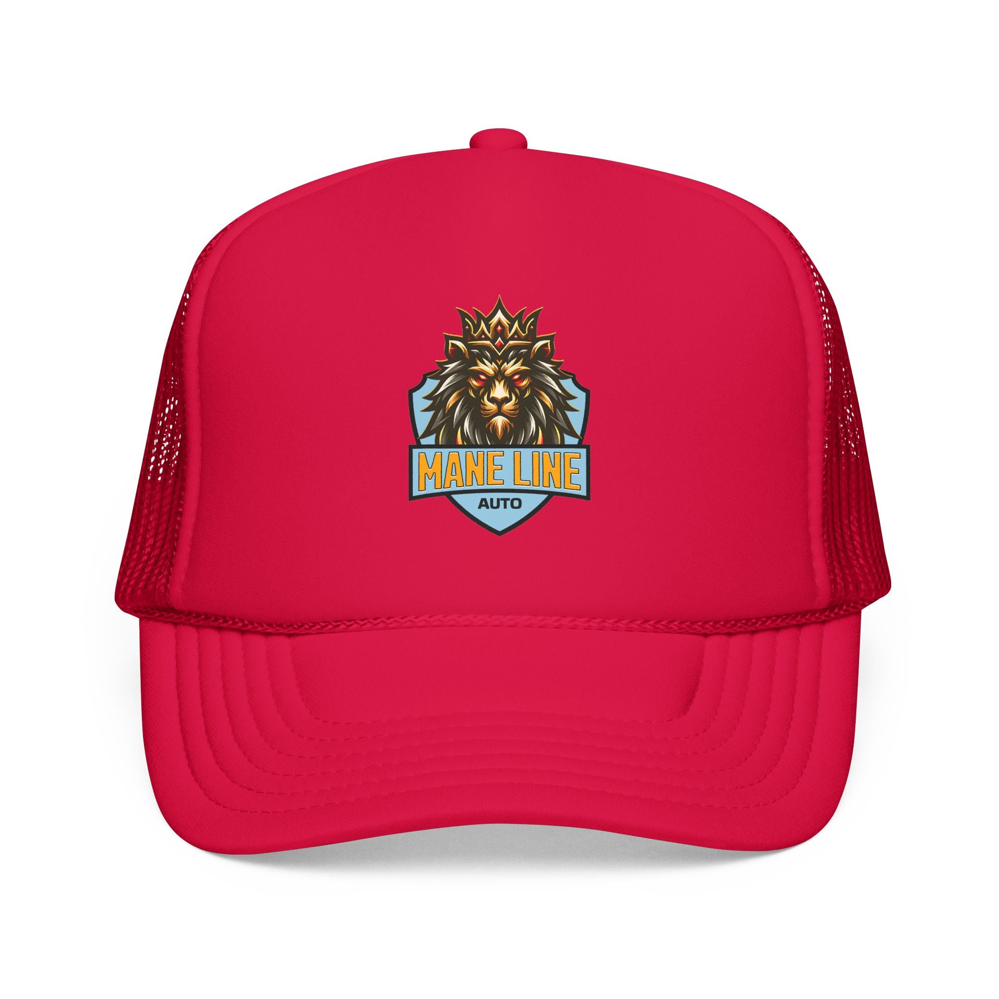 Logo Trucker Hat — 'Mane Line Auto' Foam Mesh Cap