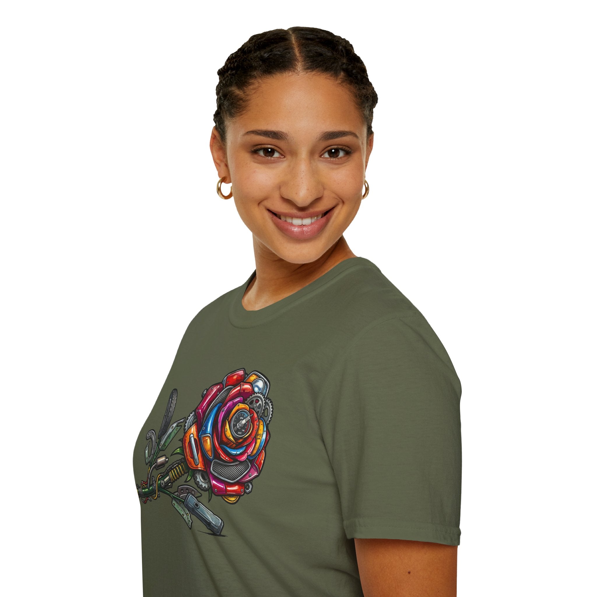 Colorful Mechanical Rose Graphic Tee