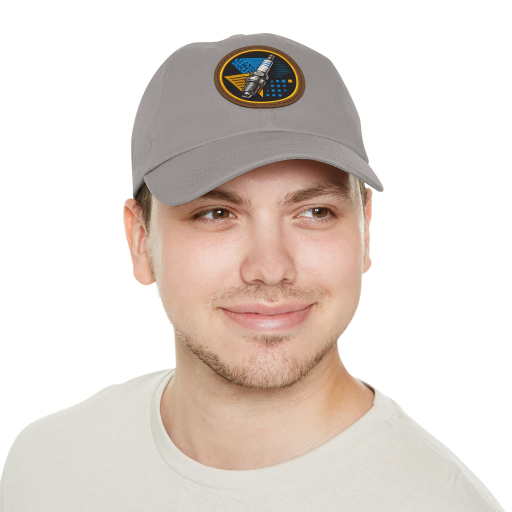 Spark Plug Patch Dad Hat — Vintage Automotive Mechanic Cap