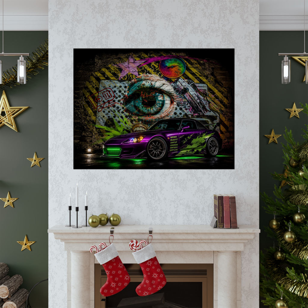 Graffiti Sports Car Matte Poster — Neon Drift Street Art Wall Print