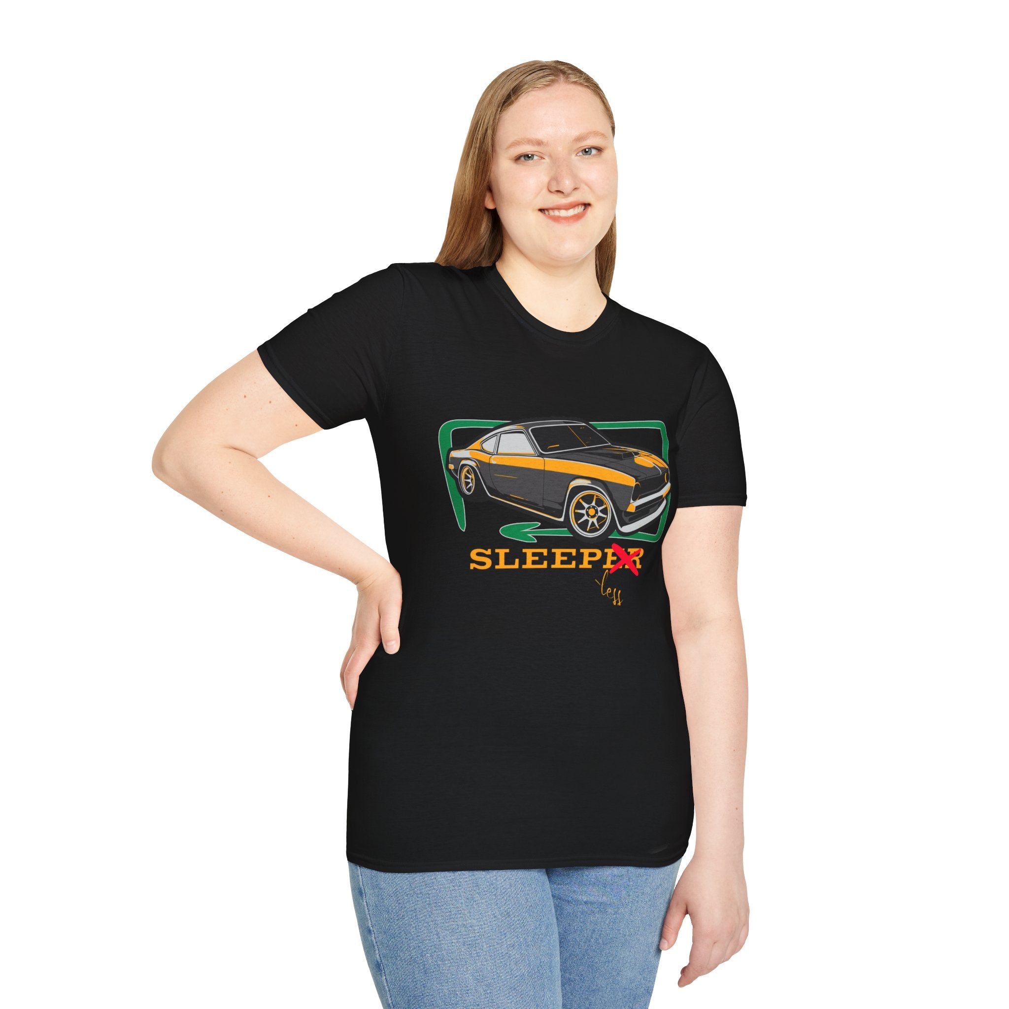 Classic Muscle Car T-Shirt — Retro 'Sleepless' Graphic Tee