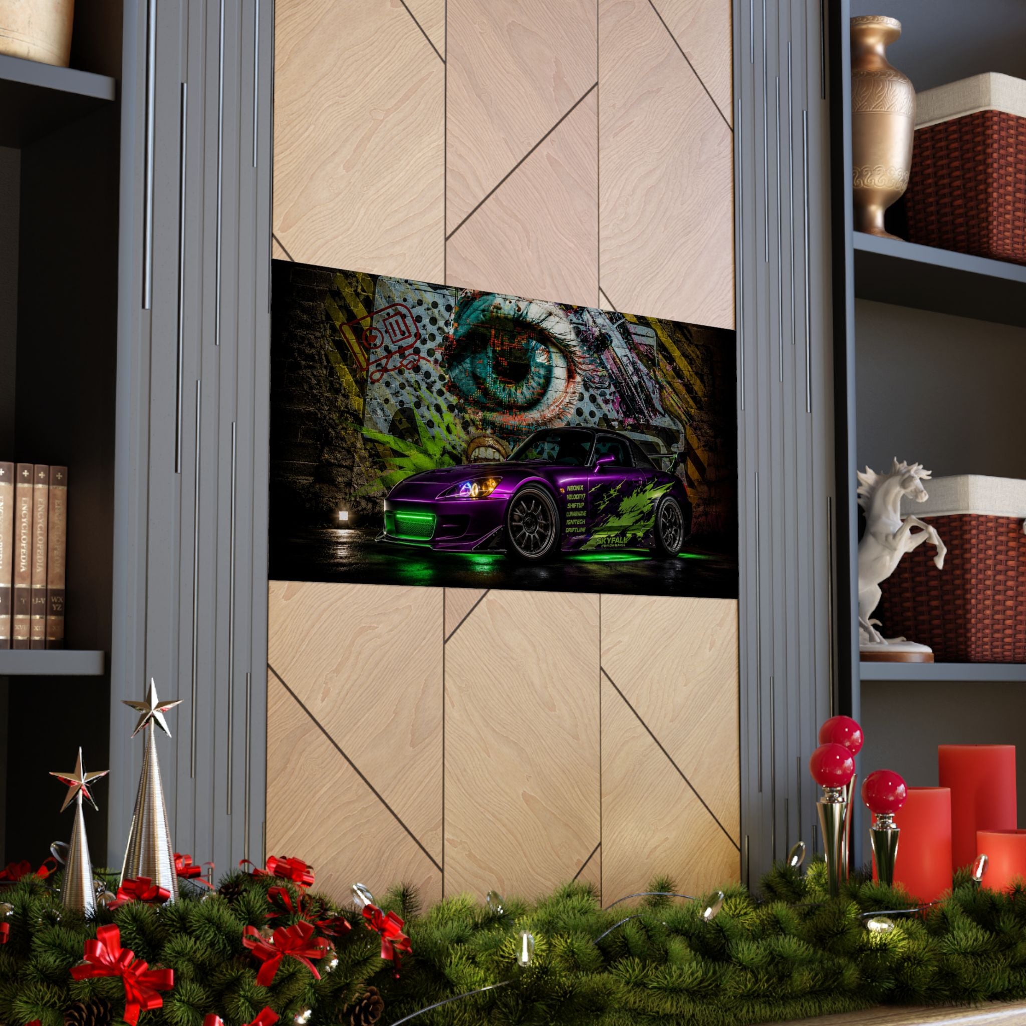 Graffiti Sports Car Matte Poster — Neon Drift Street Art Wall Print