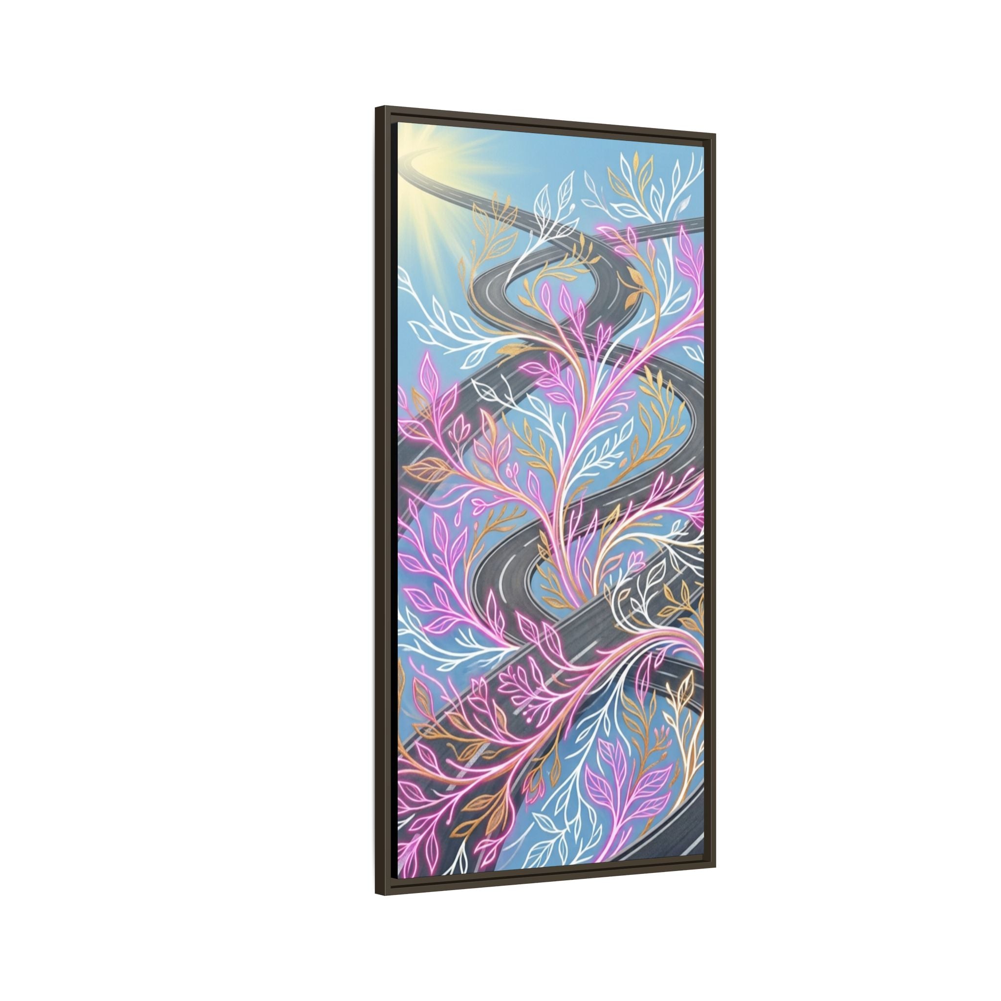 Framed Matte Canvas Floral Vines Wall Art — Pastel Botanical Abstract