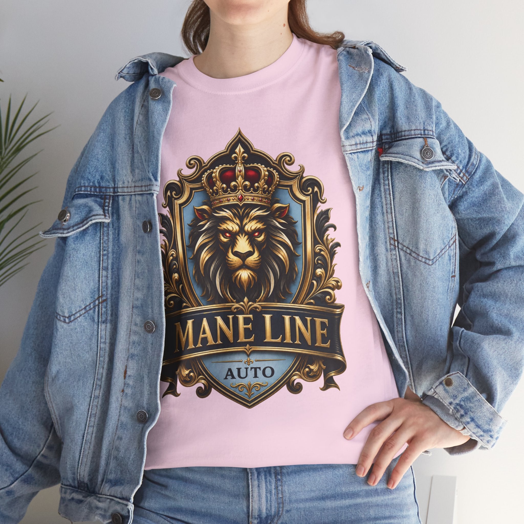 Lion Crest Tee — "Mane Line Auto" Vintage Heraldic Graphic Shirt
