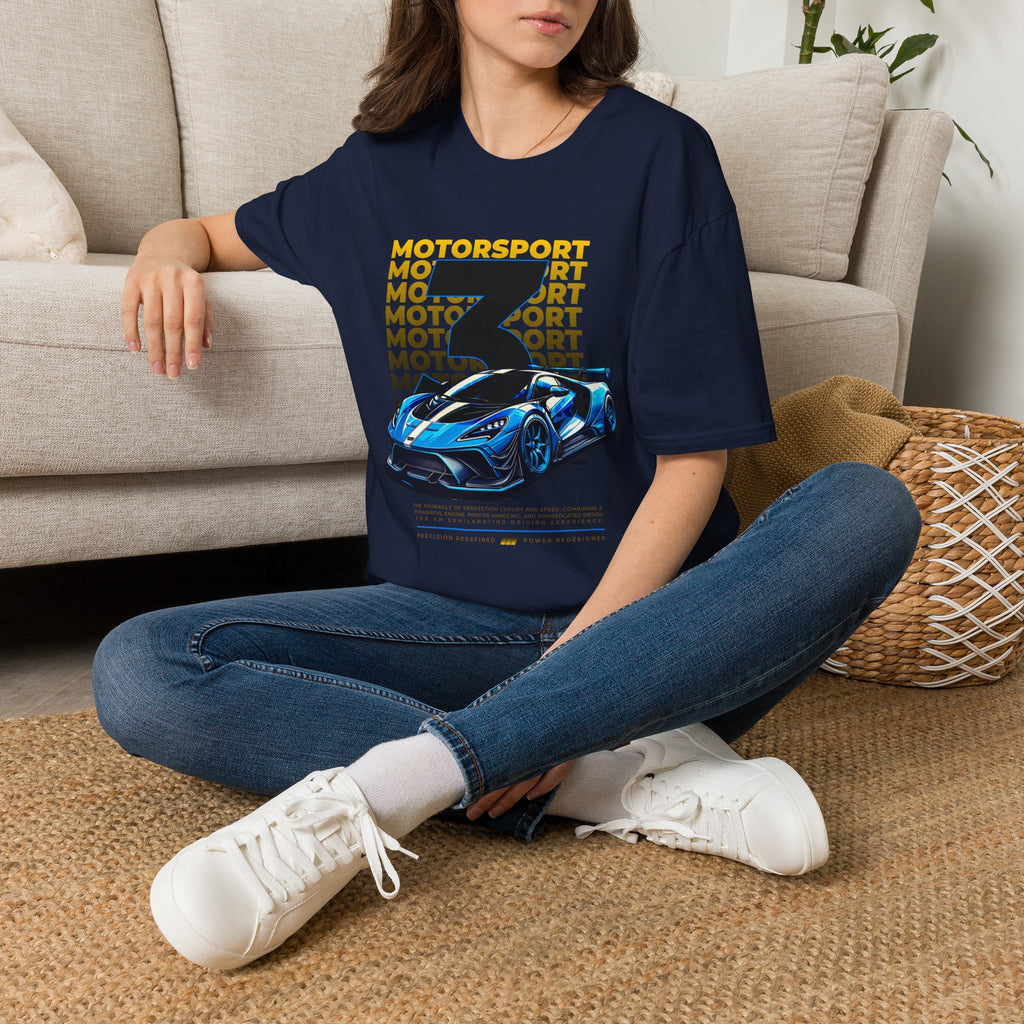 Motorsport No.3 Racing T‑Shirt — Blue Supercar Graphic Tee
