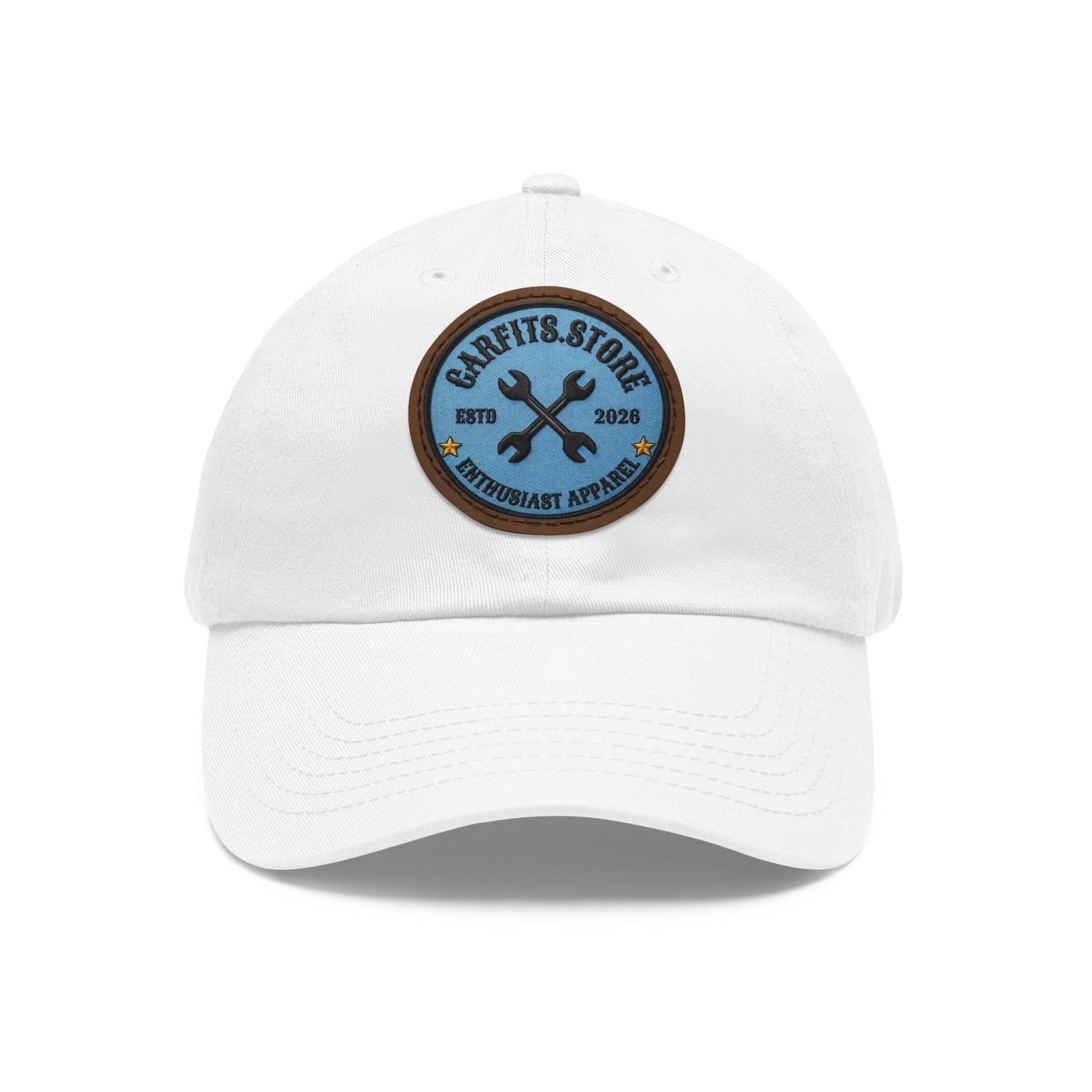 Mechanic Logo Dad Hat — Leather Patch Cap