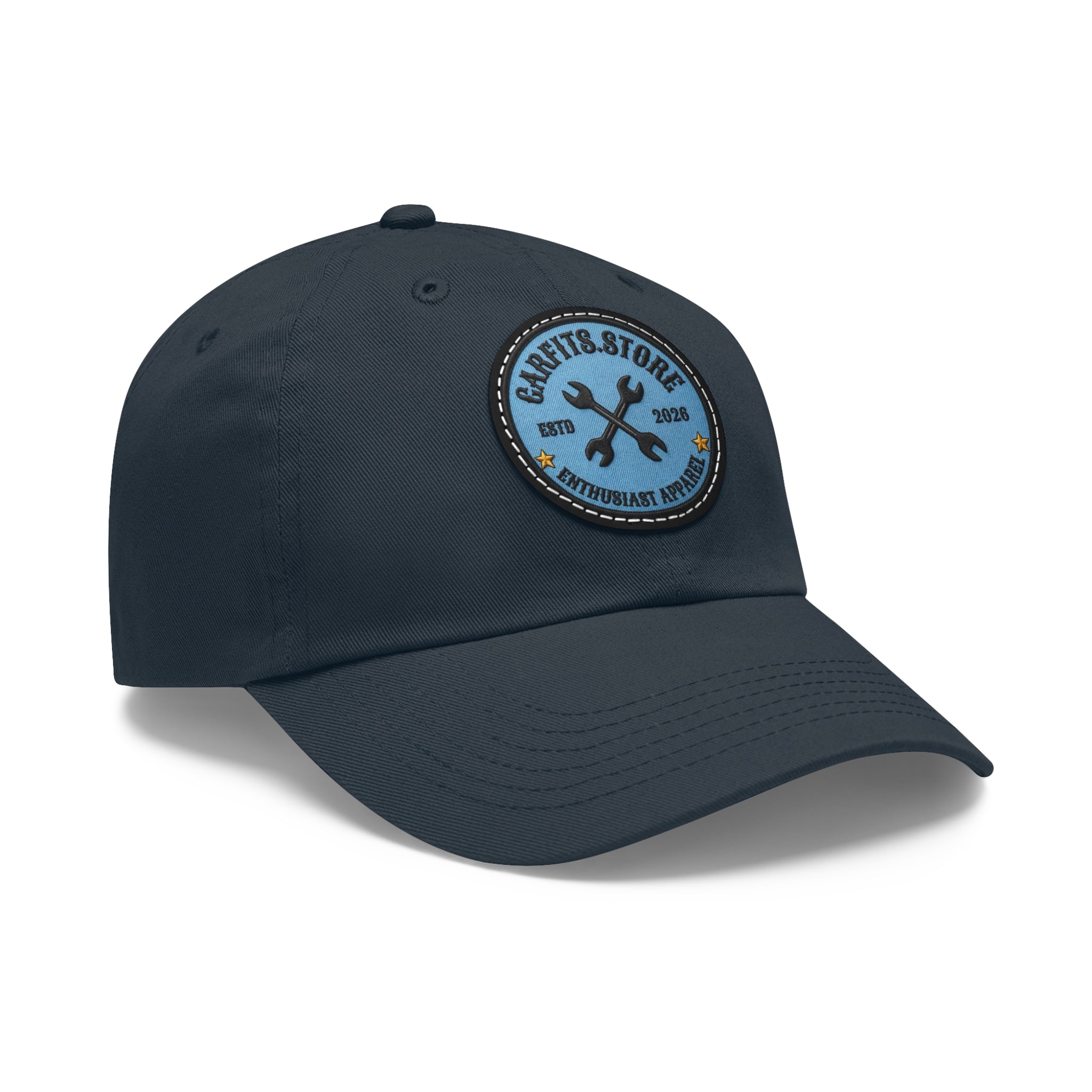 Mechanic Logo Dad Hat — Leather Patch Cap