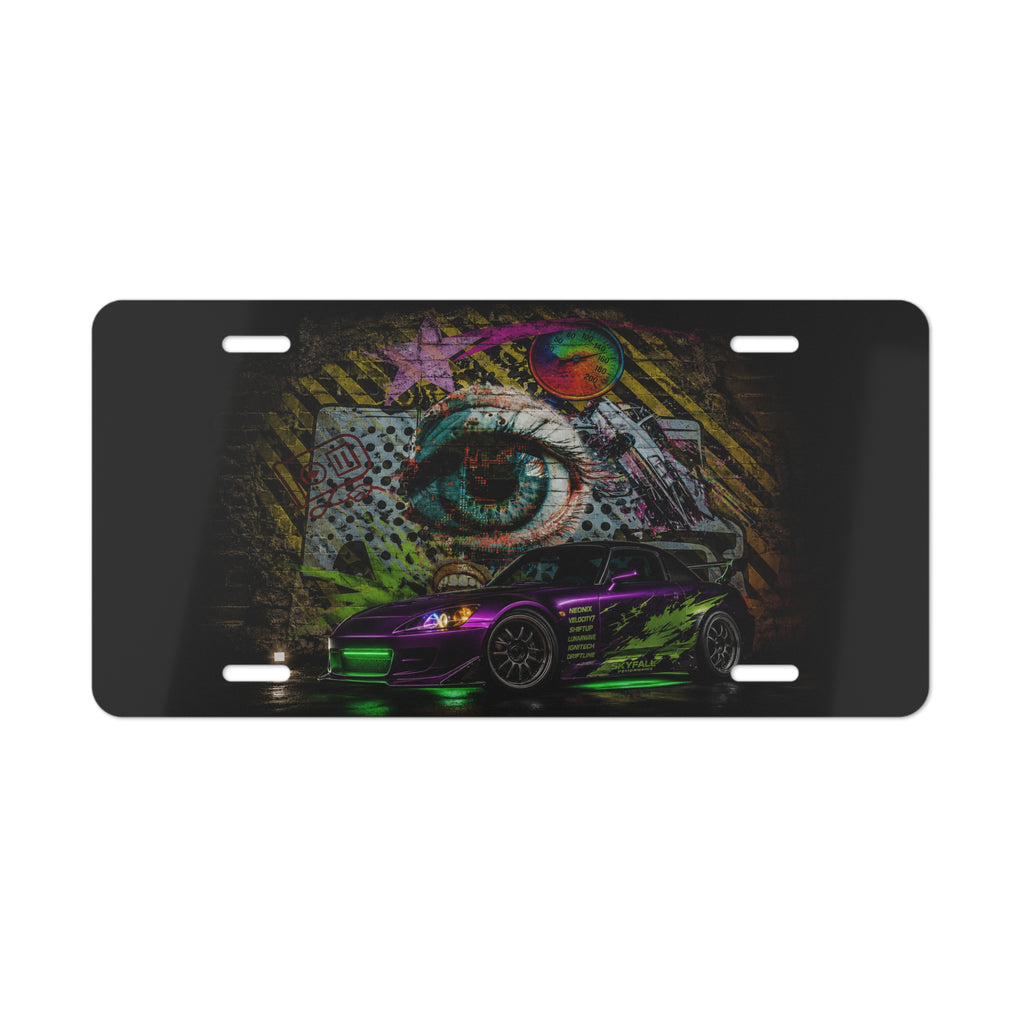 Street Graffiti Neon Car Vanity Plate — Eye & Drift Racing License Tag