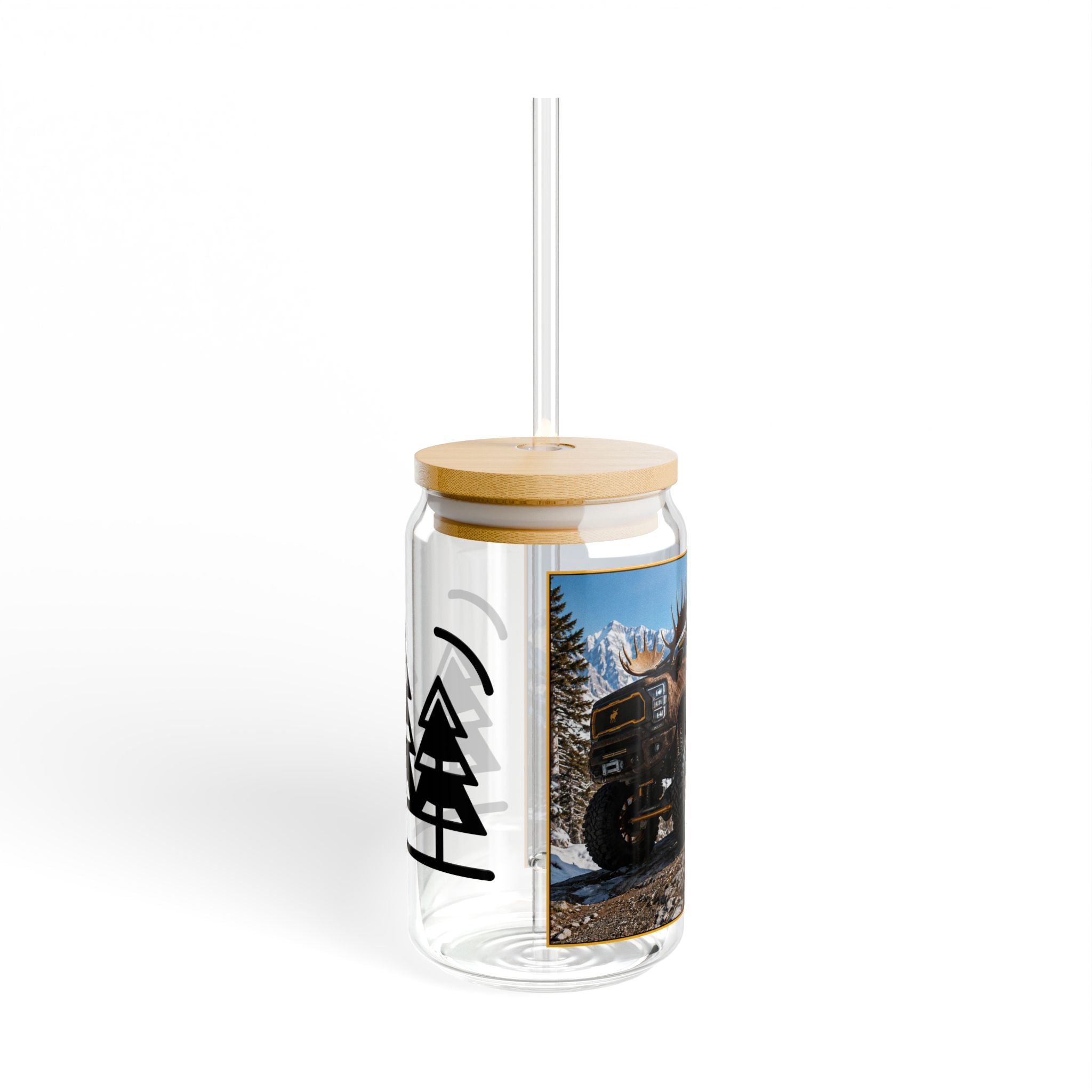 Off-Road Moose Truck Sipper Glass – 16oz Outdoor Adventure Tumbler with Straw