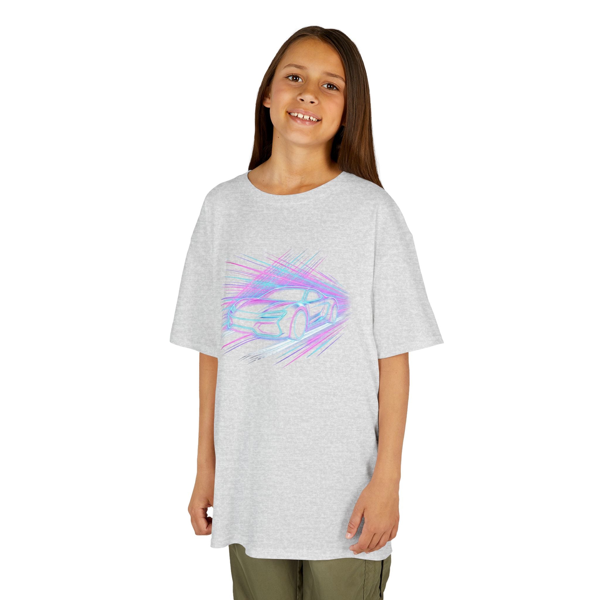 Kids Neon Speed Car Tee — Racing Graphic