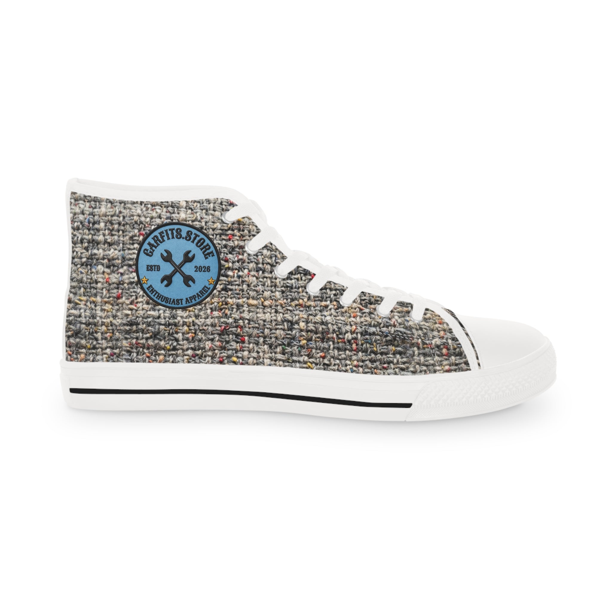 High Top Sneakers — Tweed Texture Men's Casual Athletic Shoes