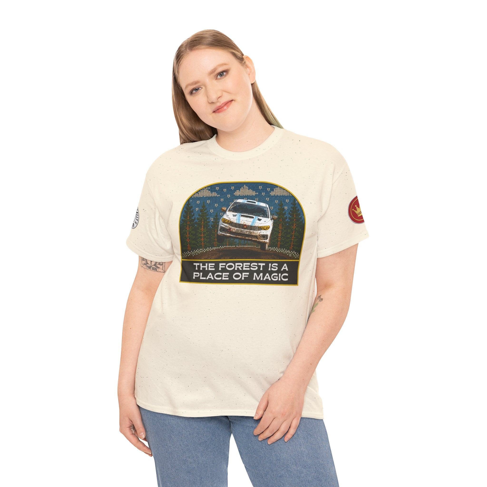Forest Rally T‑Shirt – 'The Forest Is a Place of Magic' Cross-stitched Style Graphic