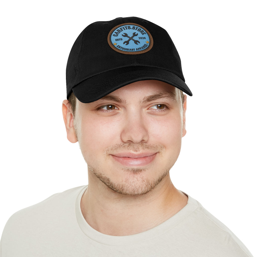 Mechanic Logo Dad Hat — Leather Patch Cap