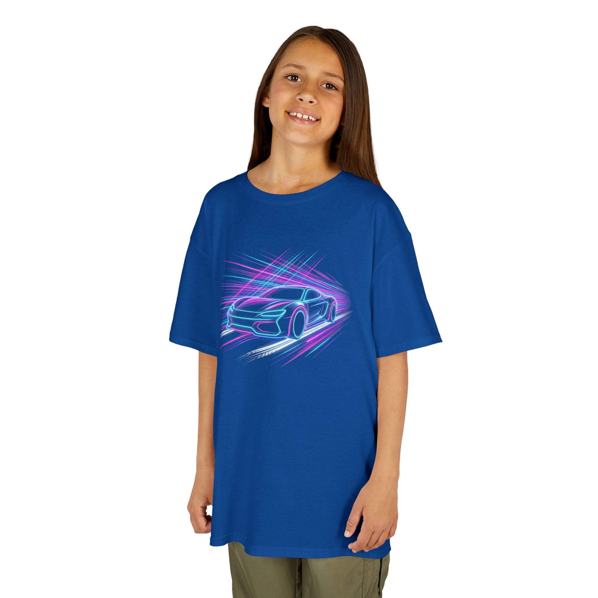 Kids Neon Speed Car Tee — Racing Graphic
