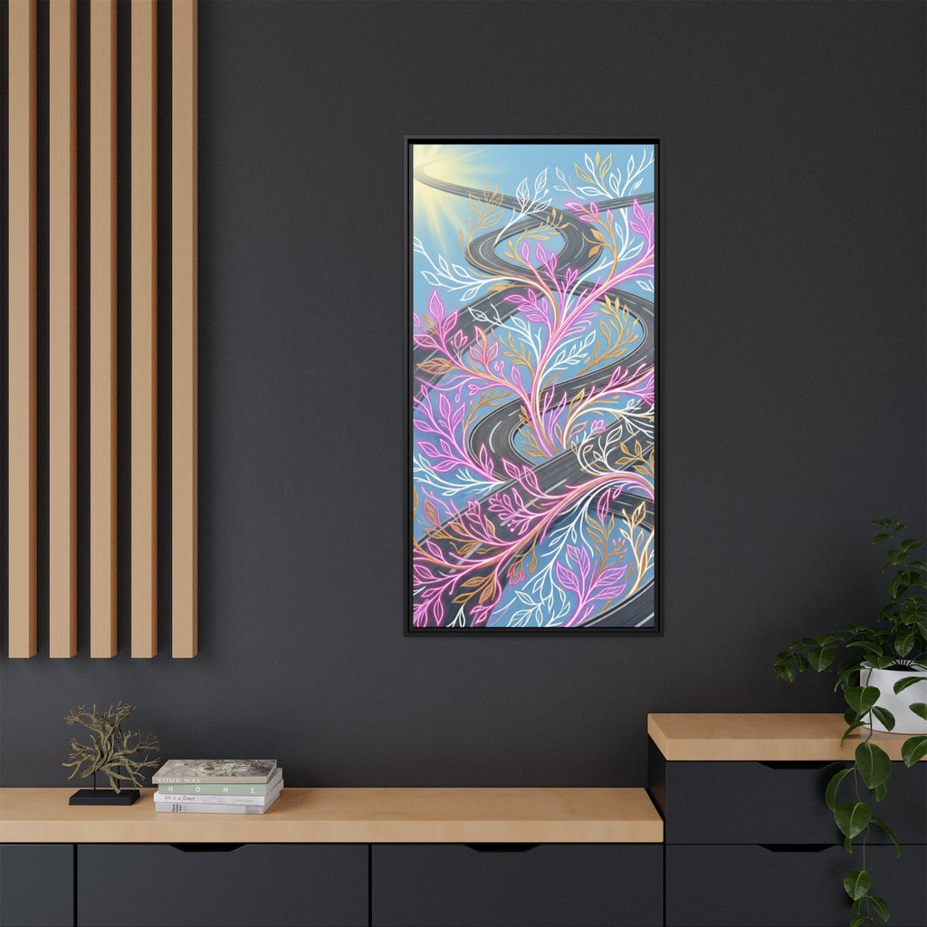 Framed Matte Canvas Floral Vines Wall Art — Pastel Botanical Abstract