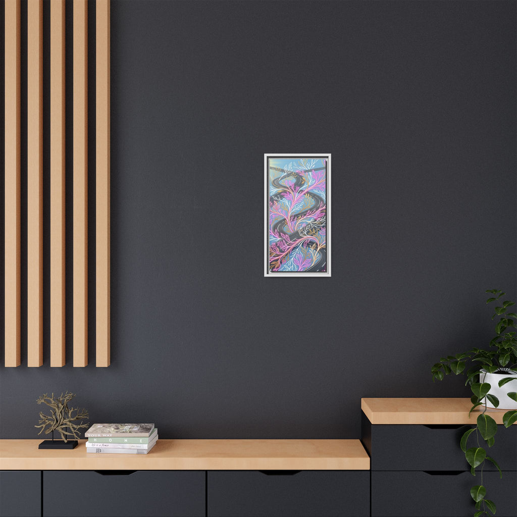 Framed Matte Canvas Floral Vines Wall Art — Pastel Botanical Abstract