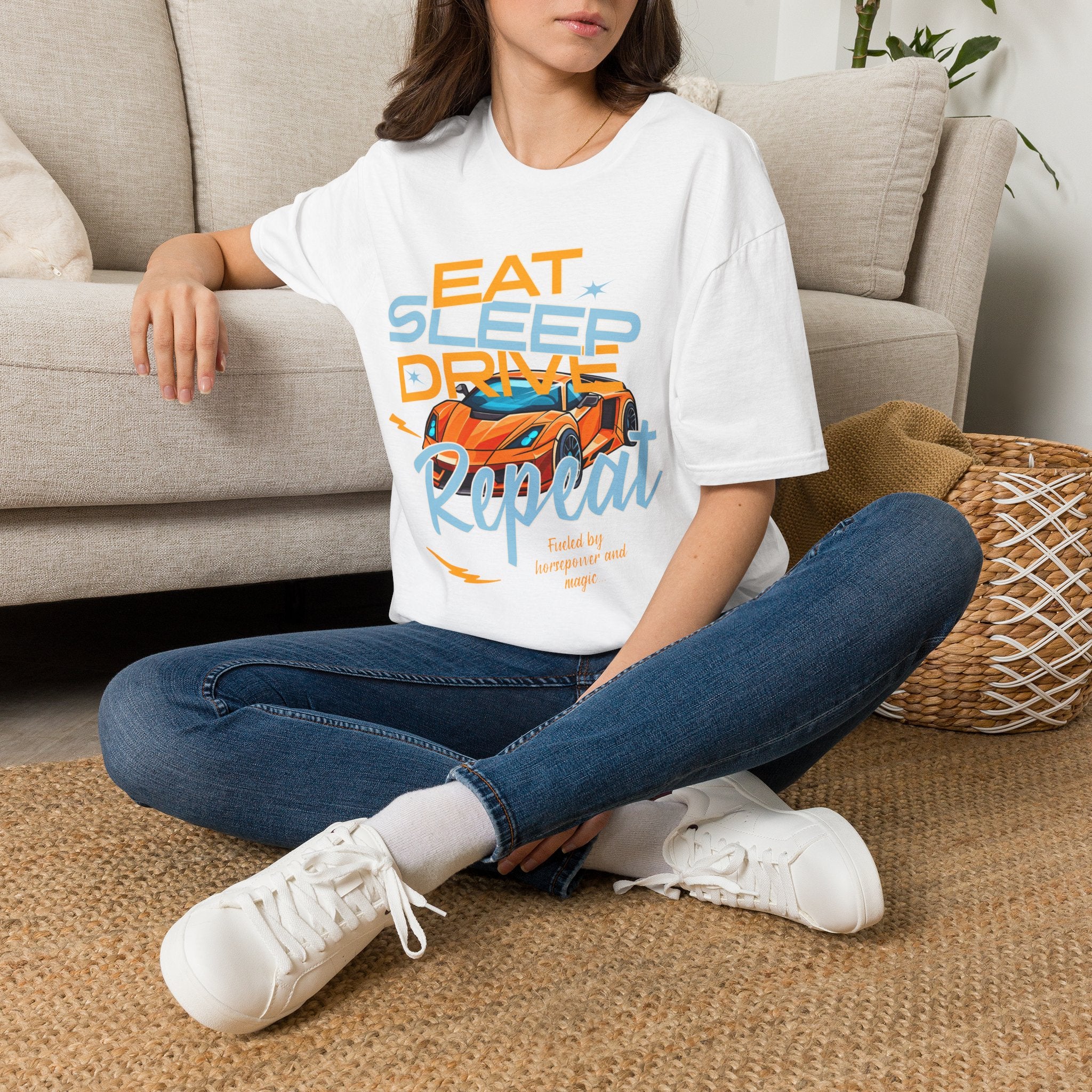 Eat Sleep Drive Repeat T-Shirt — Racing Car Graphic Tee for Motorsport Fans