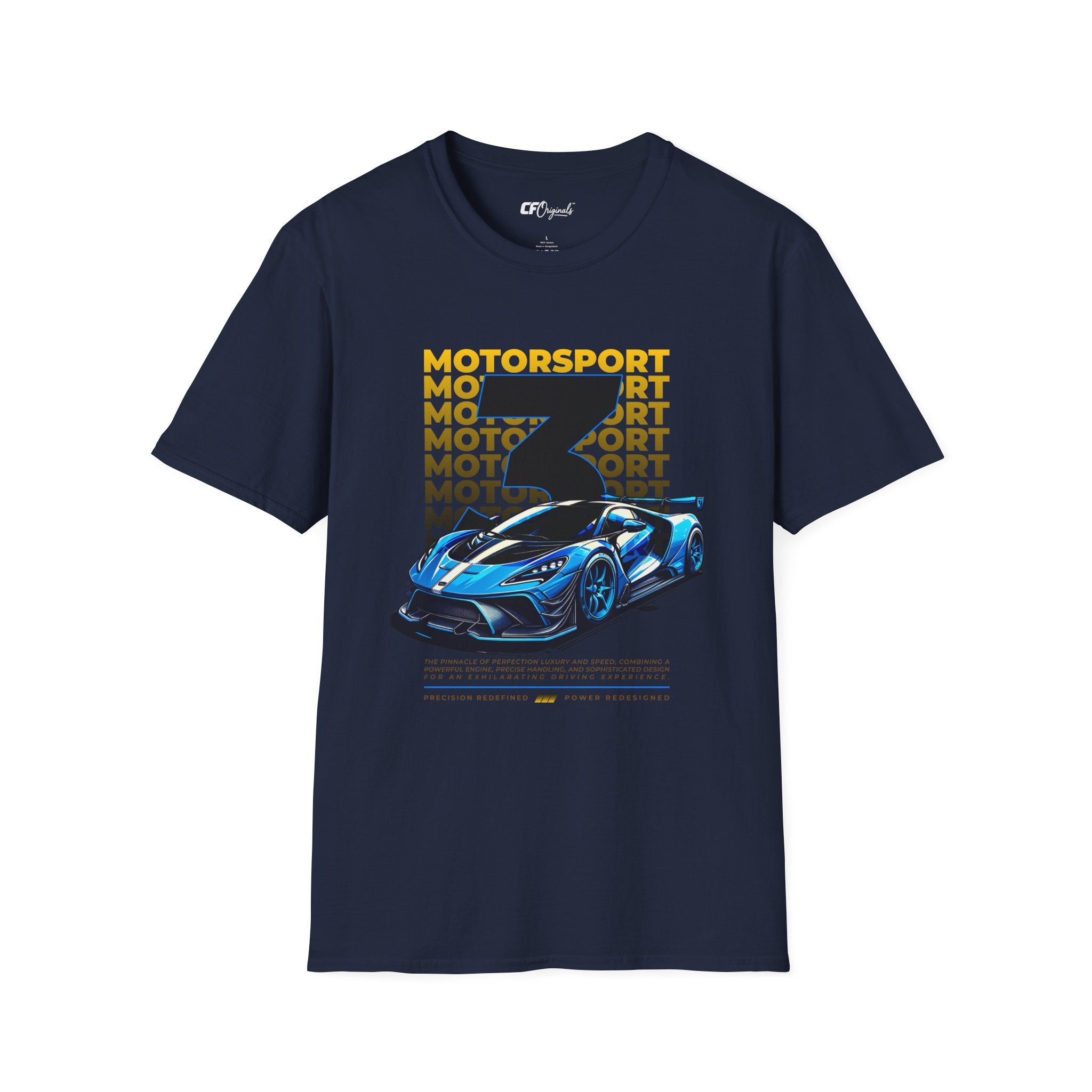 Motorsport No.3 Racing T‑Shirt — Blue Supercar Graphic Tee