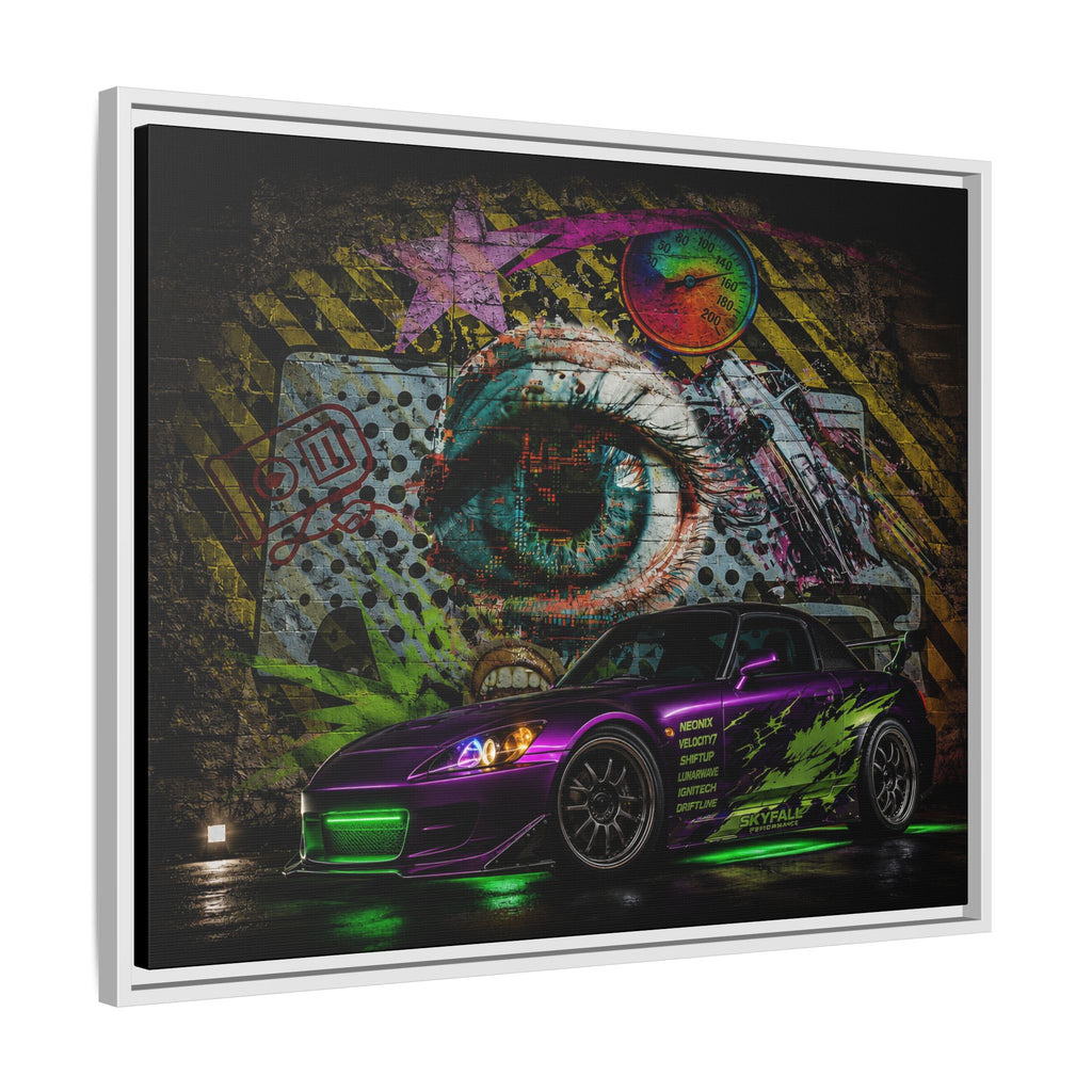 Graffiti Sports Car Matte Canvas - Framed Wall Art