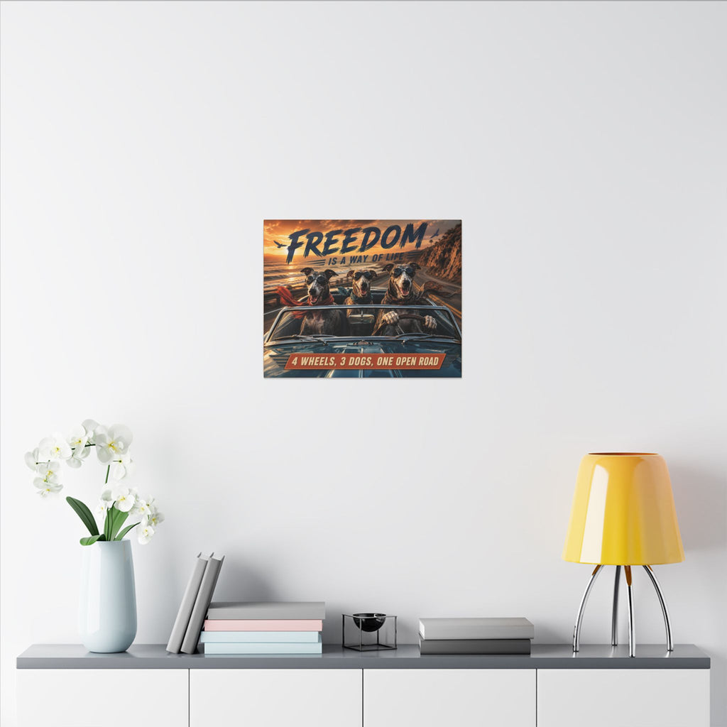 Canvas Wall Art - "Freedom Is A Way Of Life: 4 Wheels, 3 Dogs, One Open Road"