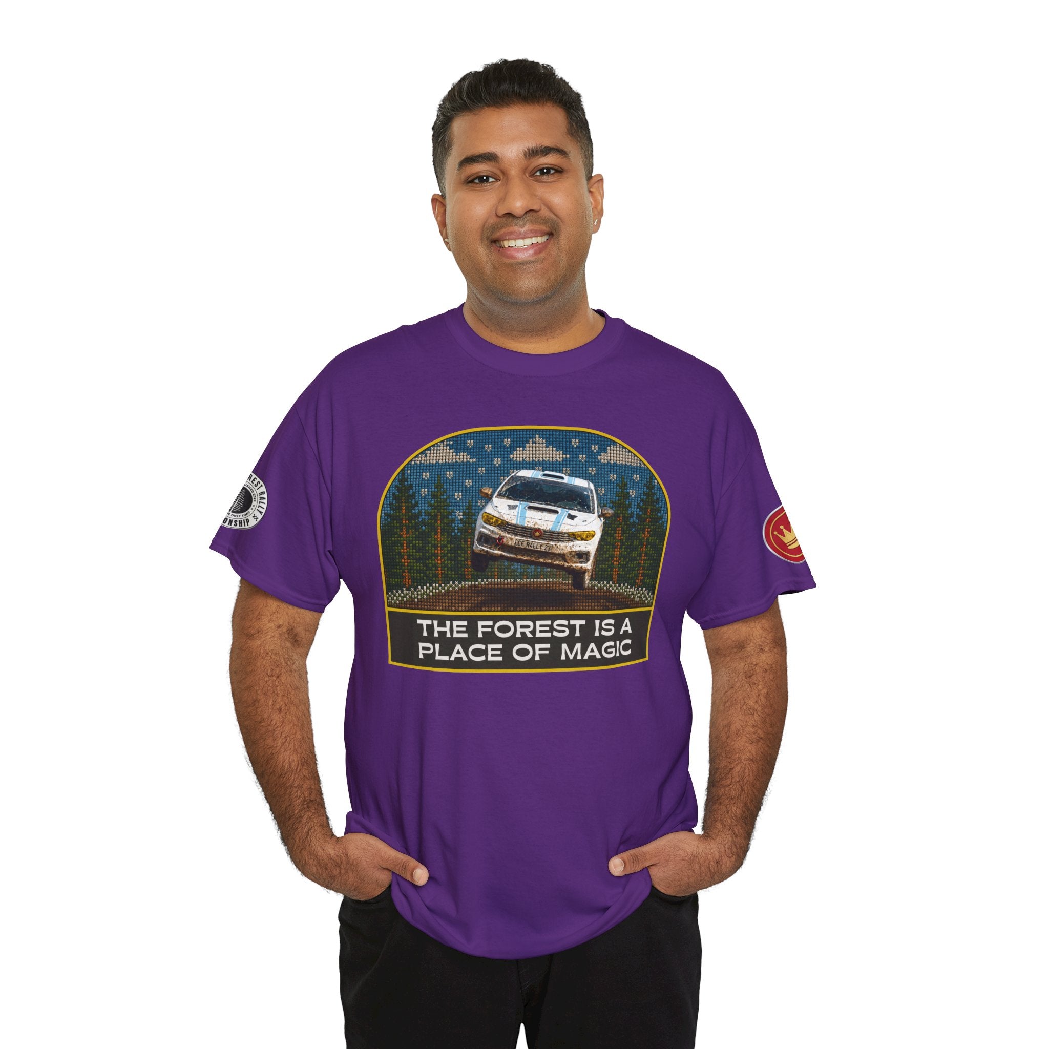 Forest Rally T‑Shirt – 'The Forest Is a Place of Magic' Cross-stitched Style Graphic
