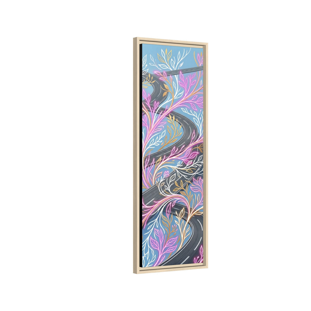 Framed Matte Canvas Floral Vines Wall Art — Pastel Botanical Abstract
