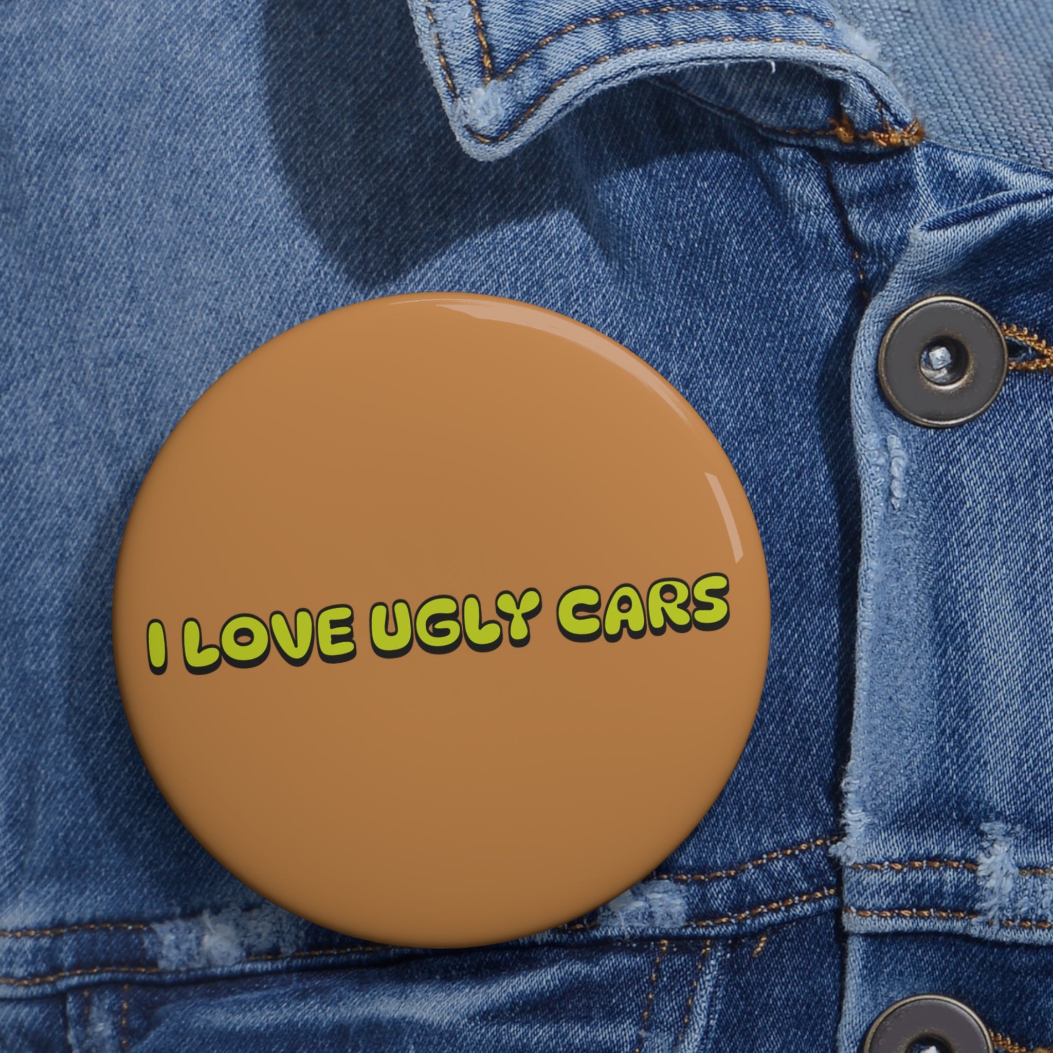 Pin Button — "I Love Ugly Cars" Retro Badge