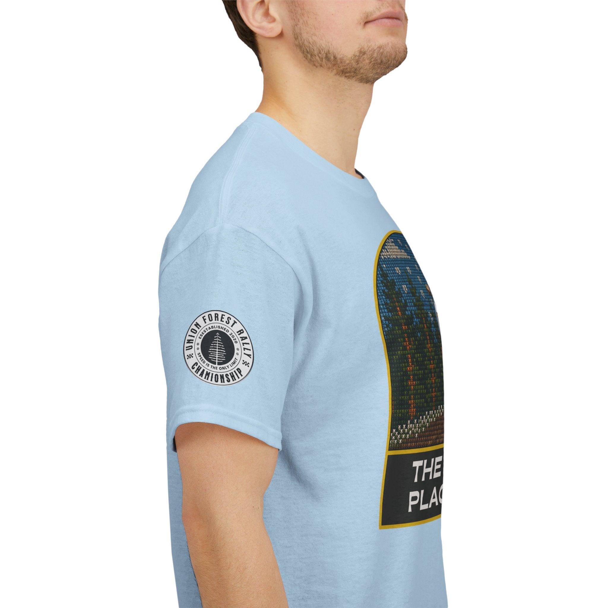 Forest Rally T‑Shirt – 'The Forest Is a Place of Magic' Cross-stitched Style Graphic