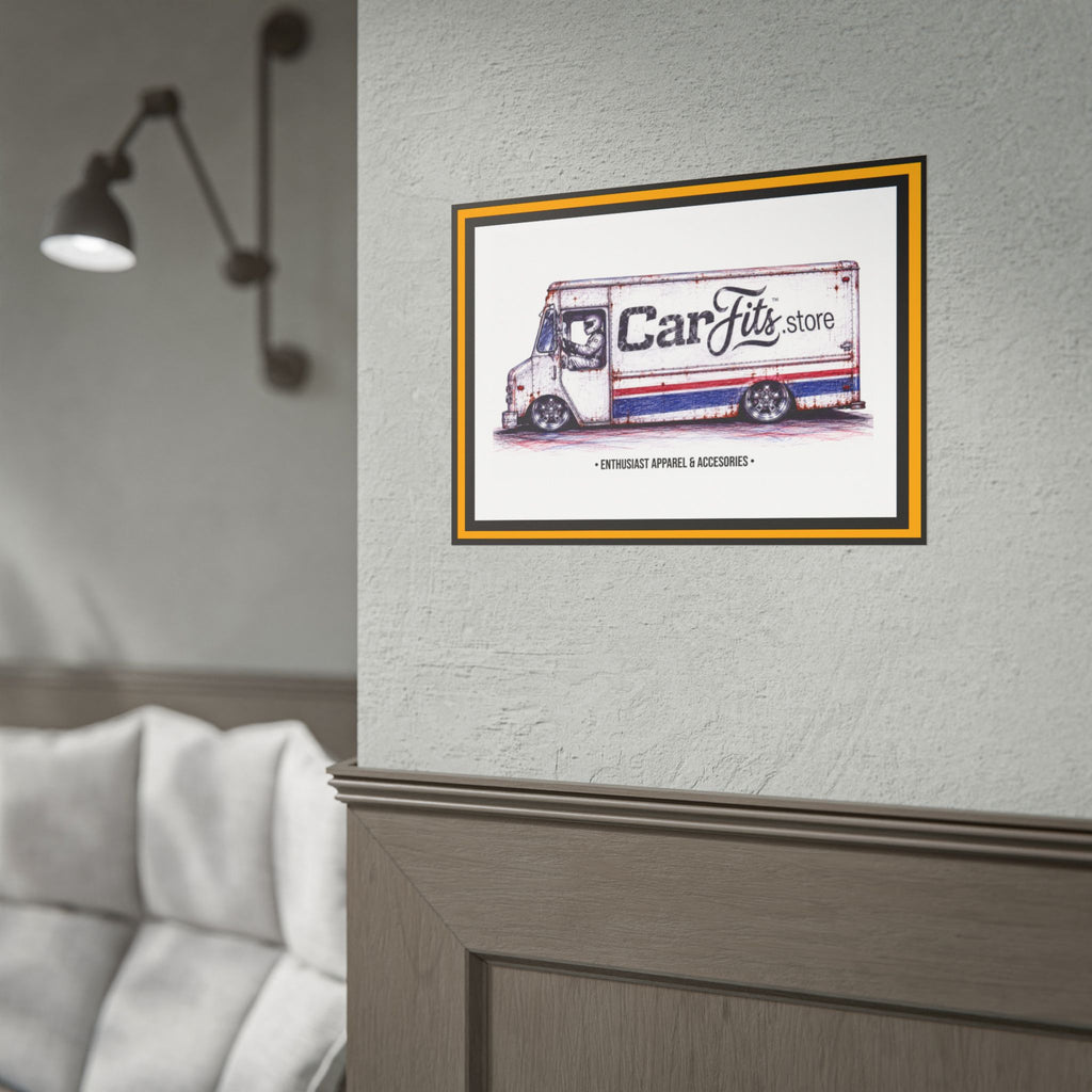 Rolled Poster - Vintage Delivery Truck "CarFits.store" Automotive Wall Art