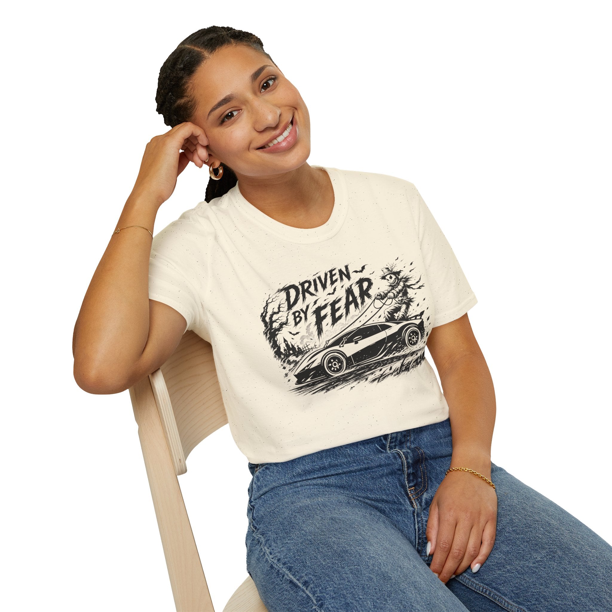 Driven By Fear T‑Shirt — Horror Sports Car Graphic Tee