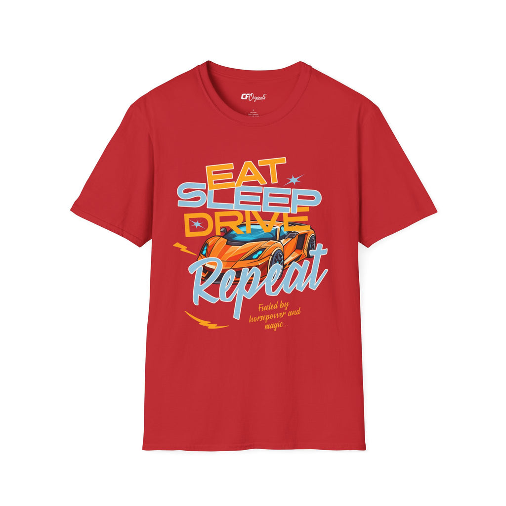 Eat Sleep Drive Repeat T-Shirt — Racing Car Graphic Tee for Motorsport Fans