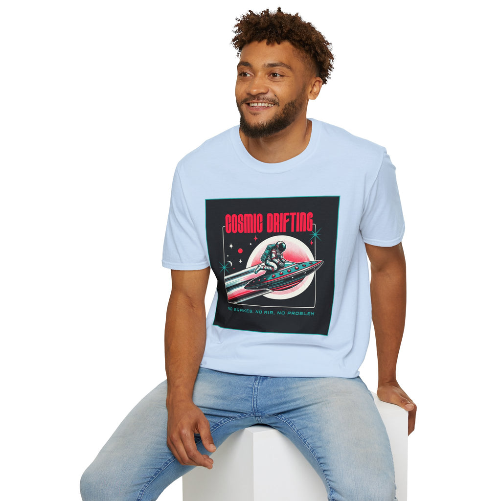 Cosmic Drifting T-Shirt — Retro Astronaut & UFO Vintage Space Tee