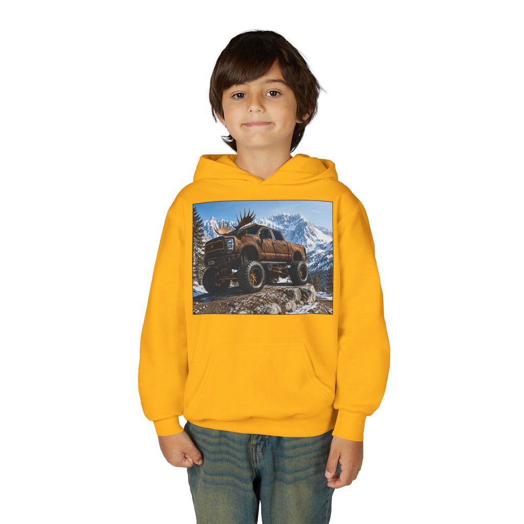 Youth Hoodie - Moose Truck Mountain Adventure Graphic