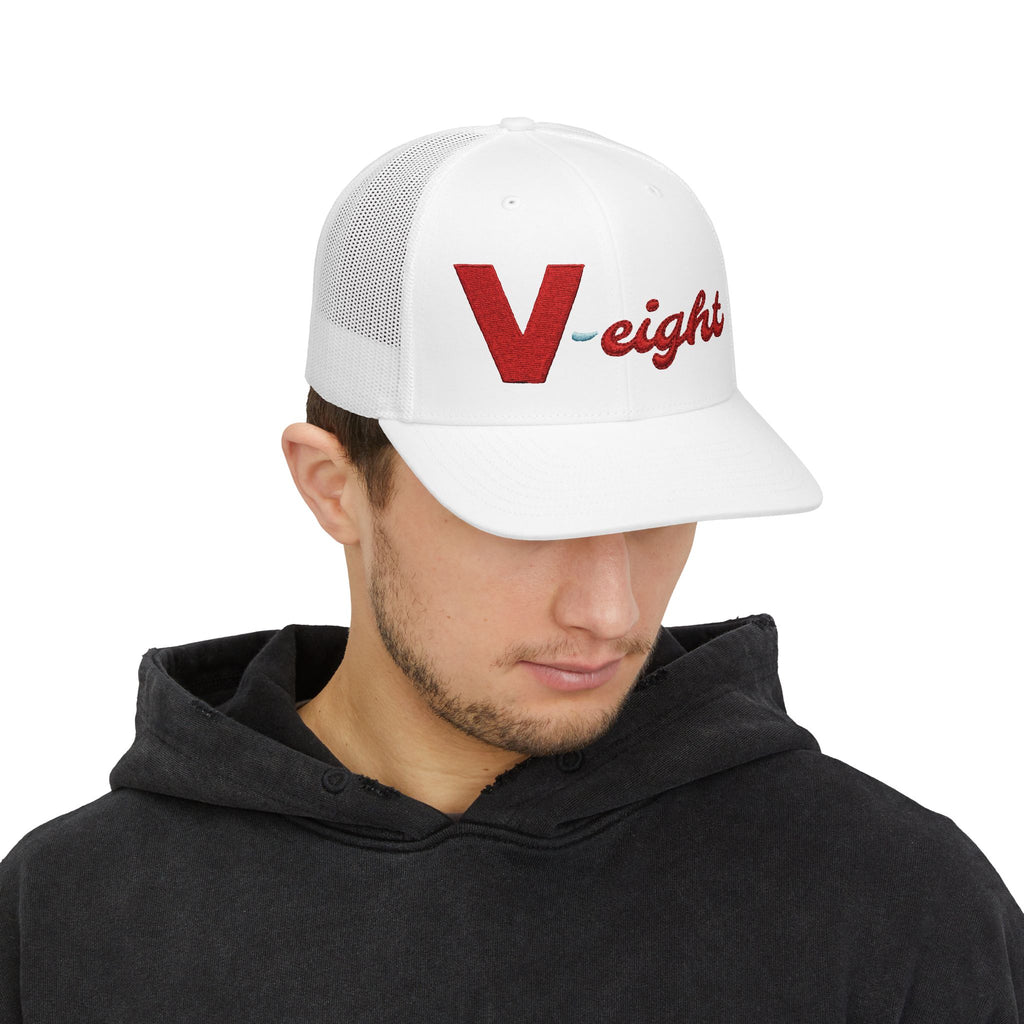 V-eight Embroidered-look Trucker Cap