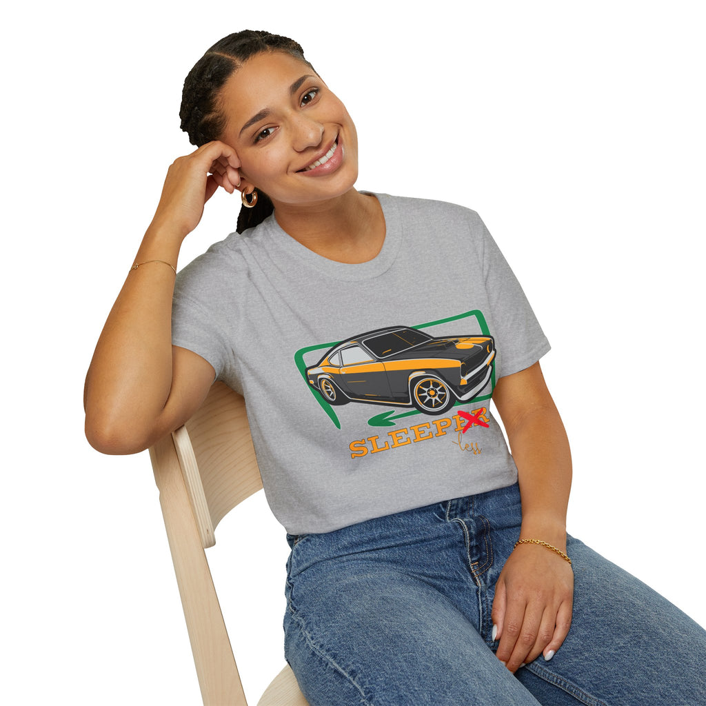 Classic Muscle Car T-Shirt — Retro 'Sleepless' Graphic Tee