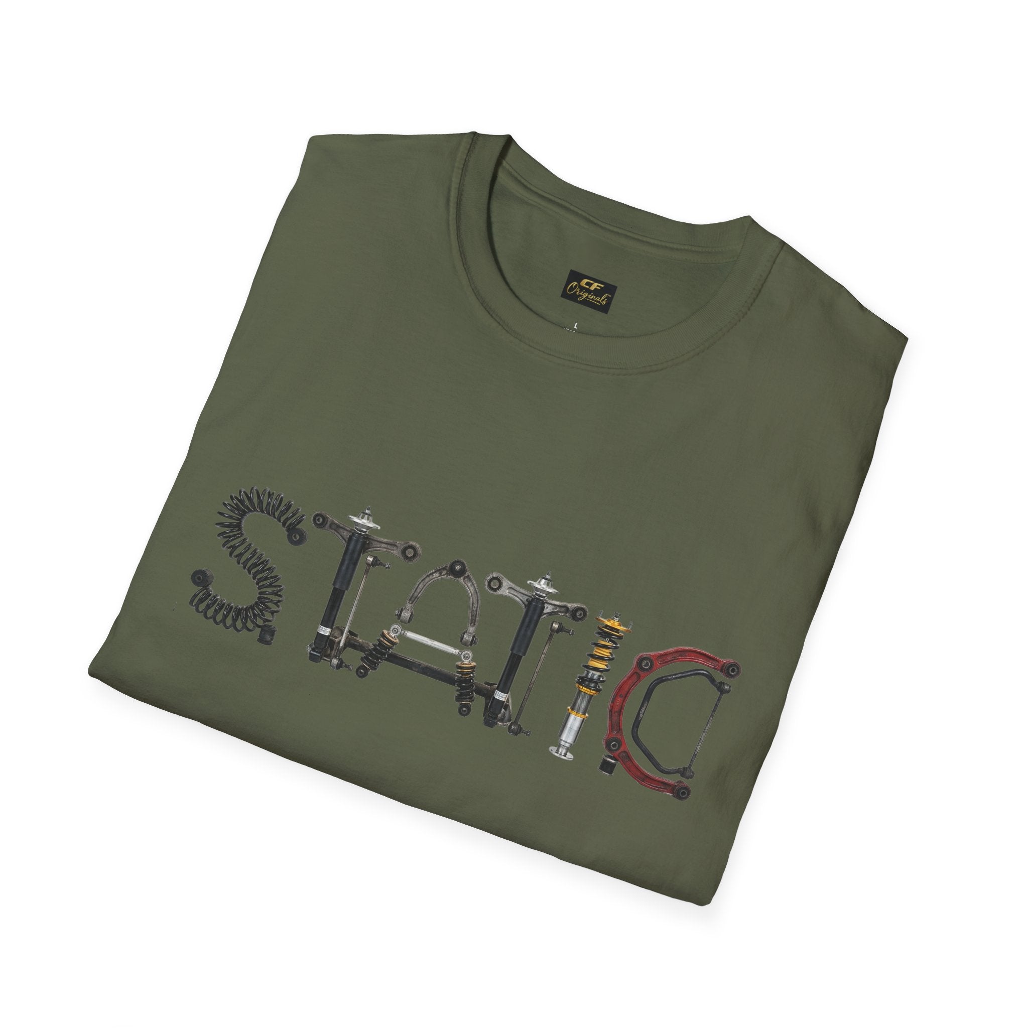 Static Graphic T-Shirt — Industrial Parts Lettering Tee