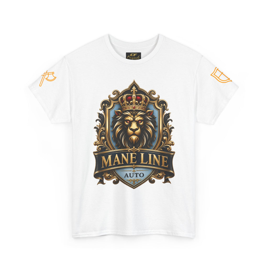 Lion Crest Tee — "Mane Line Auto" Vintage Heraldic Graphic Shirt