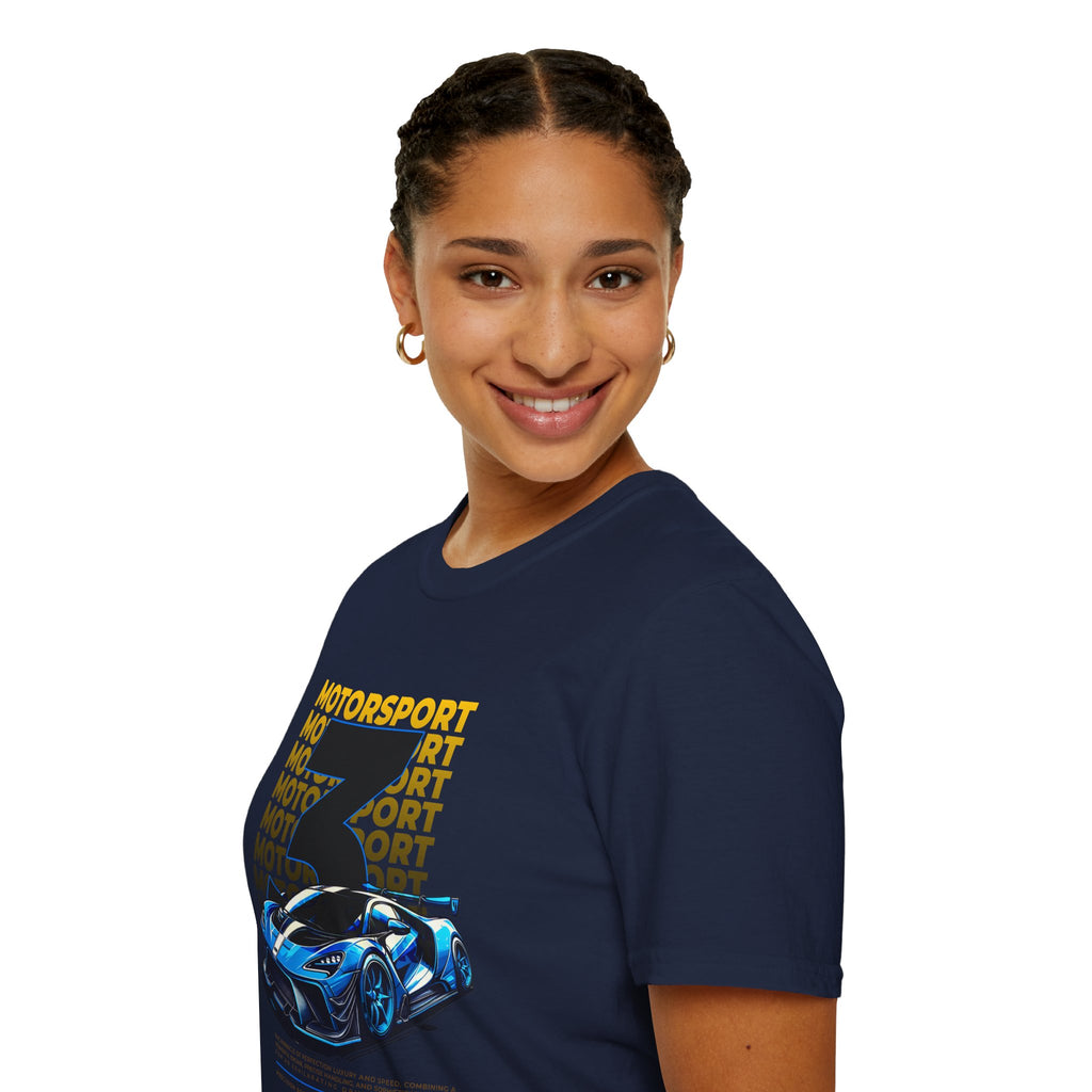 Motorsport No.3 Racing T‑Shirt — Blue Supercar Graphic Tee