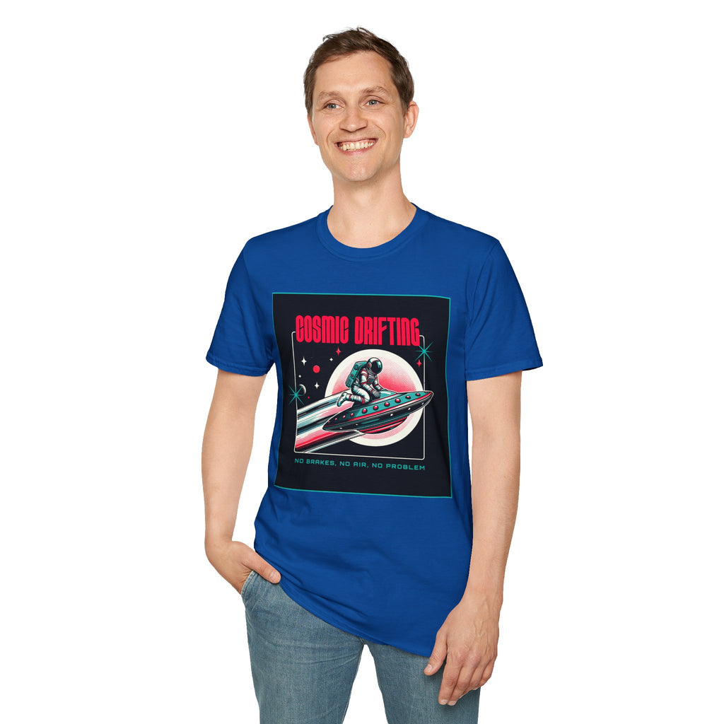 Cosmic Drifting T-Shirt — Retro Astronaut & UFO Vintage Space Tee
