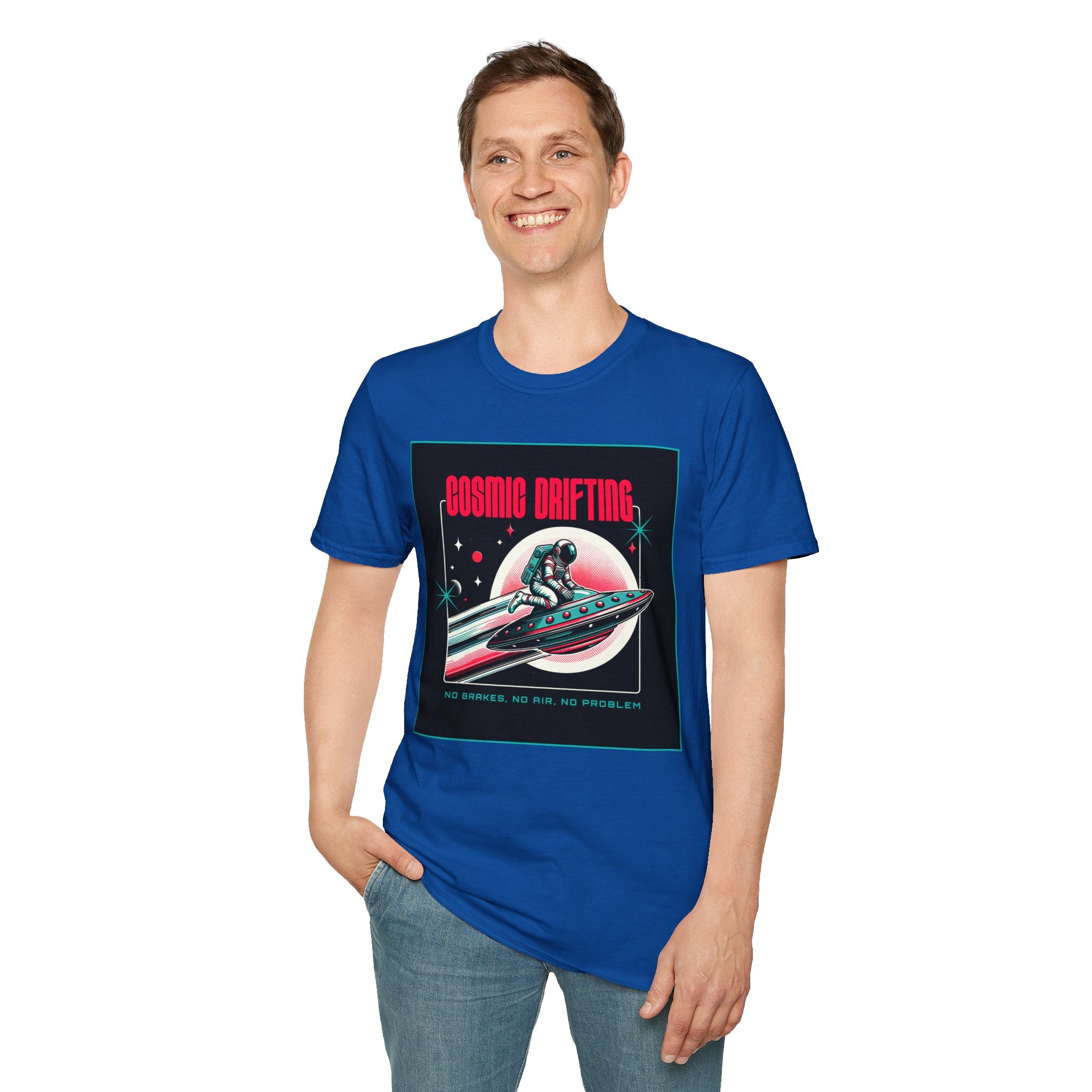 Cosmic Drifting T-Shirt — Retro Astronaut & UFO Vintage Space Tee