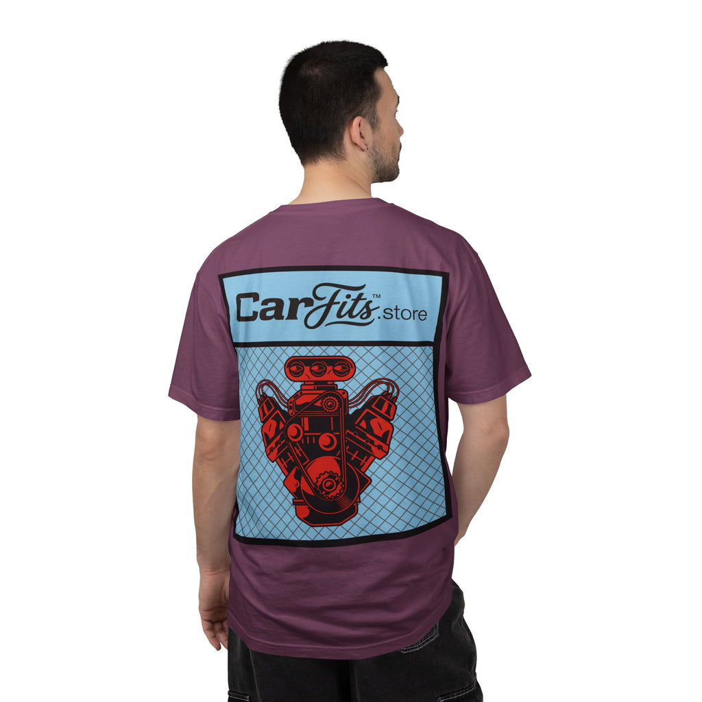CarFits.store Big Prints T-Shirt — Retro Engine & Scenic Drive