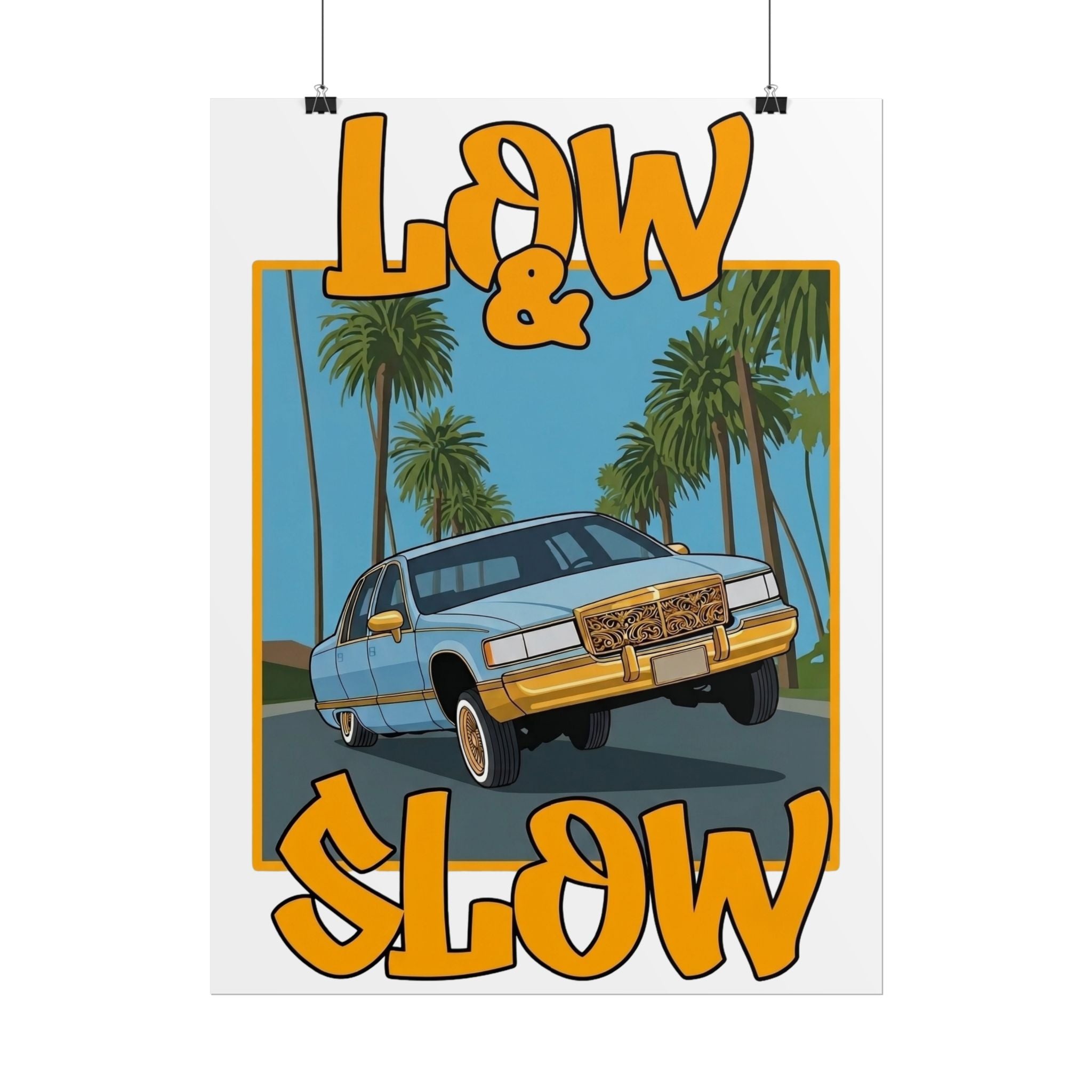 Low & Slow Car Poster — Vintage Lowrider Art Print (Rolled Poster)