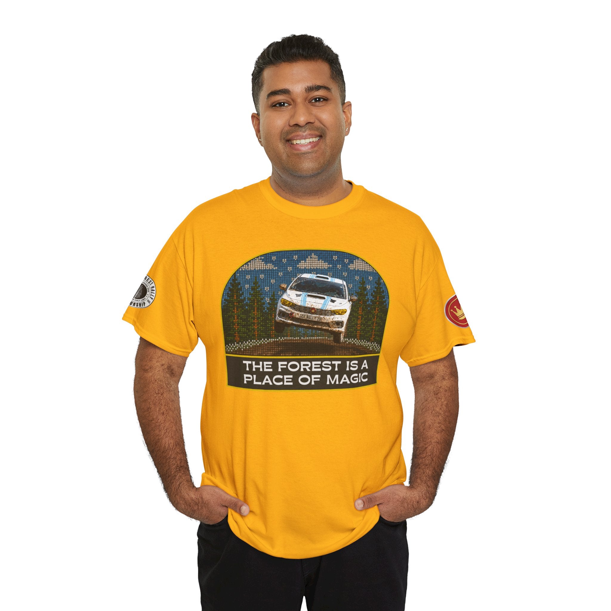 Forest Rally T‑Shirt – 'The Forest Is a Place of Magic' Cross-stitched Style Graphic