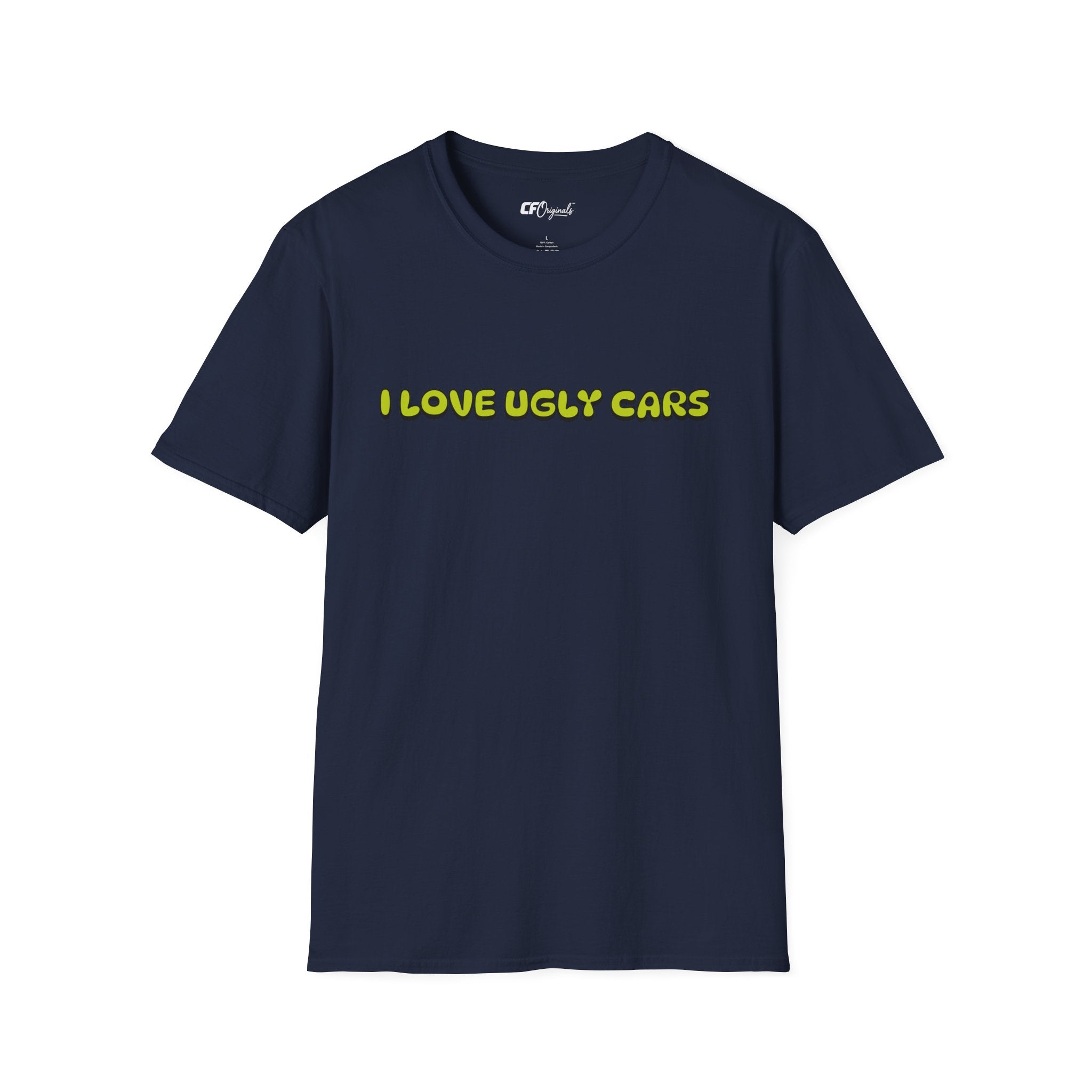 T-Shirt — "I Love Ugly Cars" Retro Green Graphic Tee
