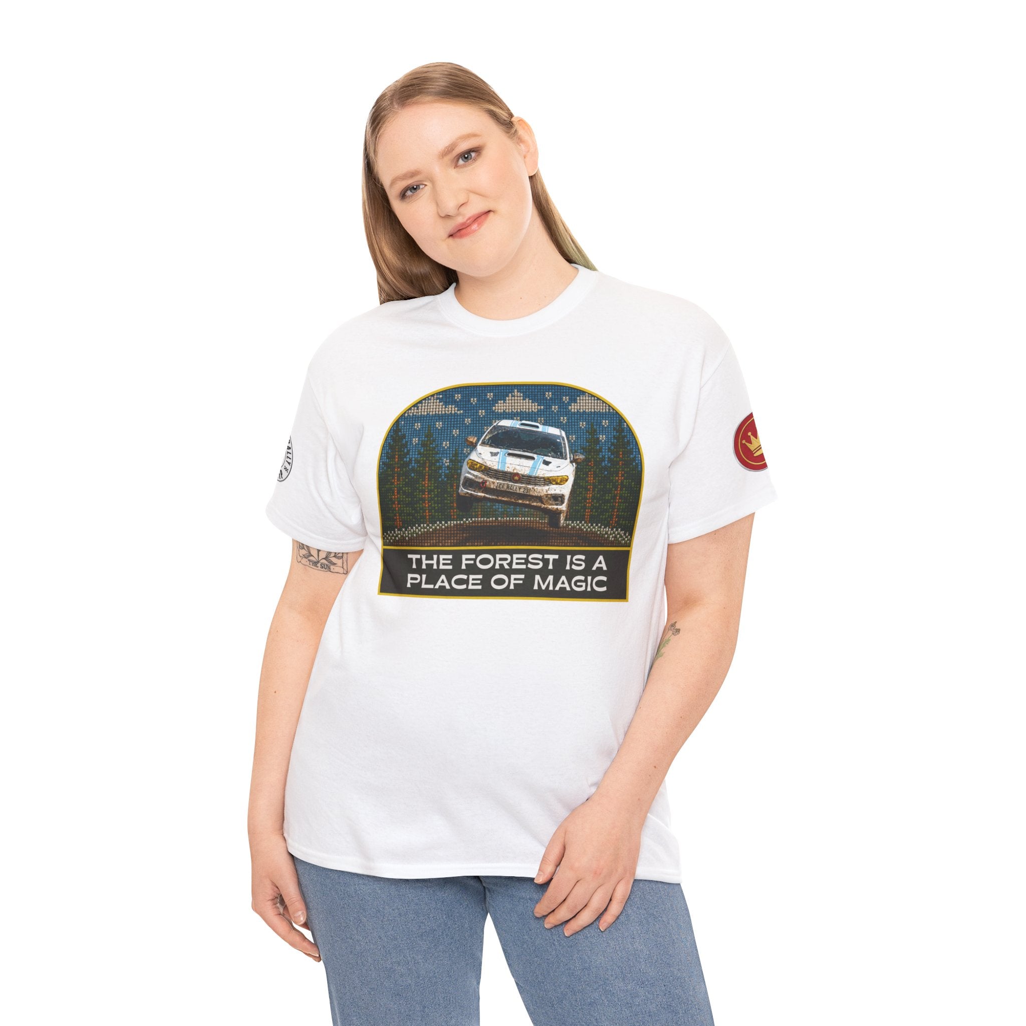 Forest Rally T‑Shirt – 'The Forest Is a Place of Magic' Cross-stitched Style Graphic