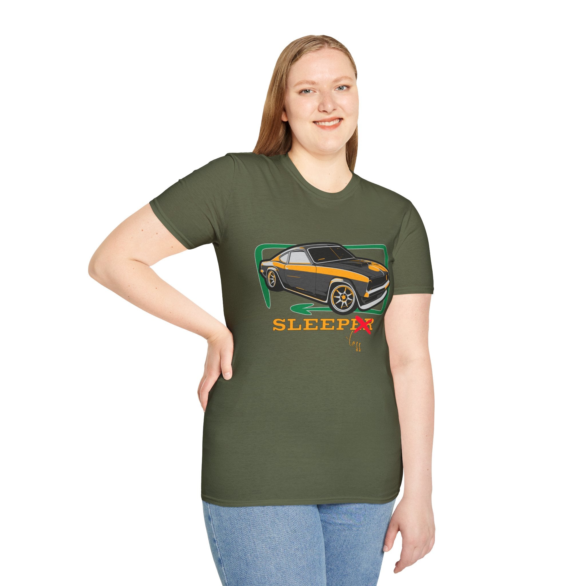 Classic Muscle Car T-Shirt — Retro 'Sleepless' Graphic Tee