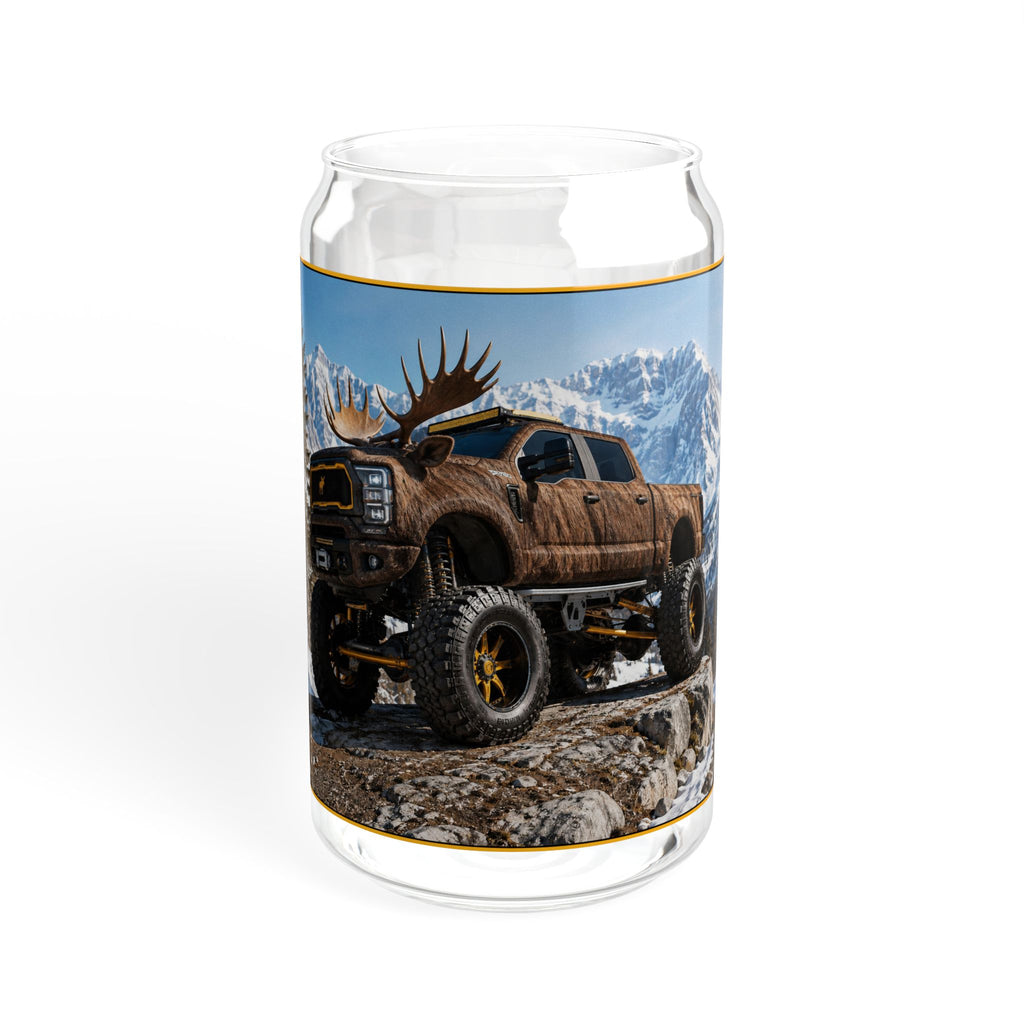 Off-Road Moose Truck Sipper Glass – 16oz Outdoor Adventure Tumbler with Straw