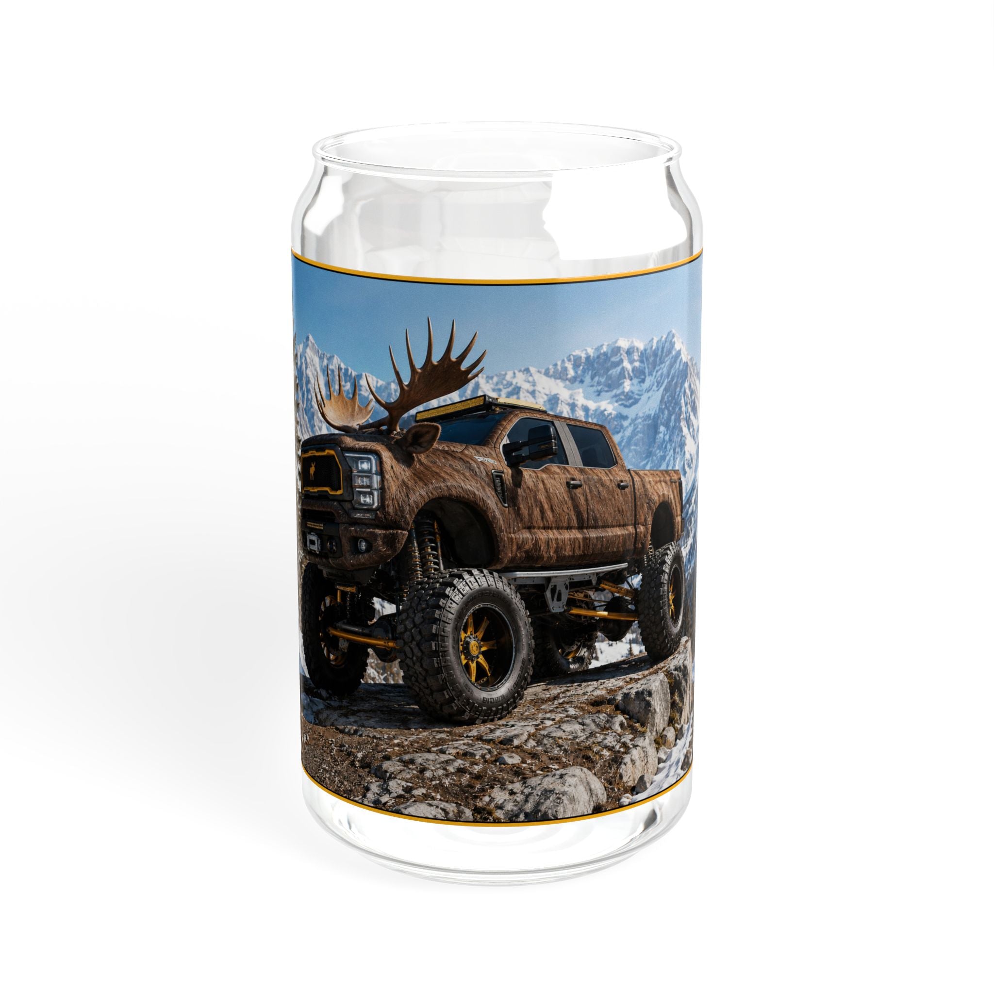 Off-Road Moose Truck Sipper Glass – 16oz Outdoor Adventure Tumbler with Straw